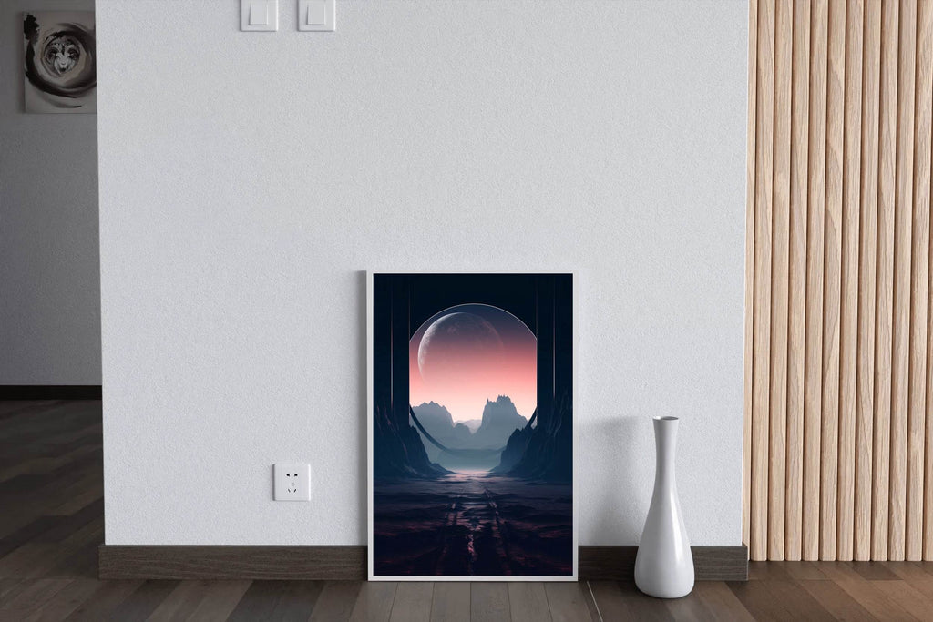 Moon Between The Mountain Wall Art - beink online art store