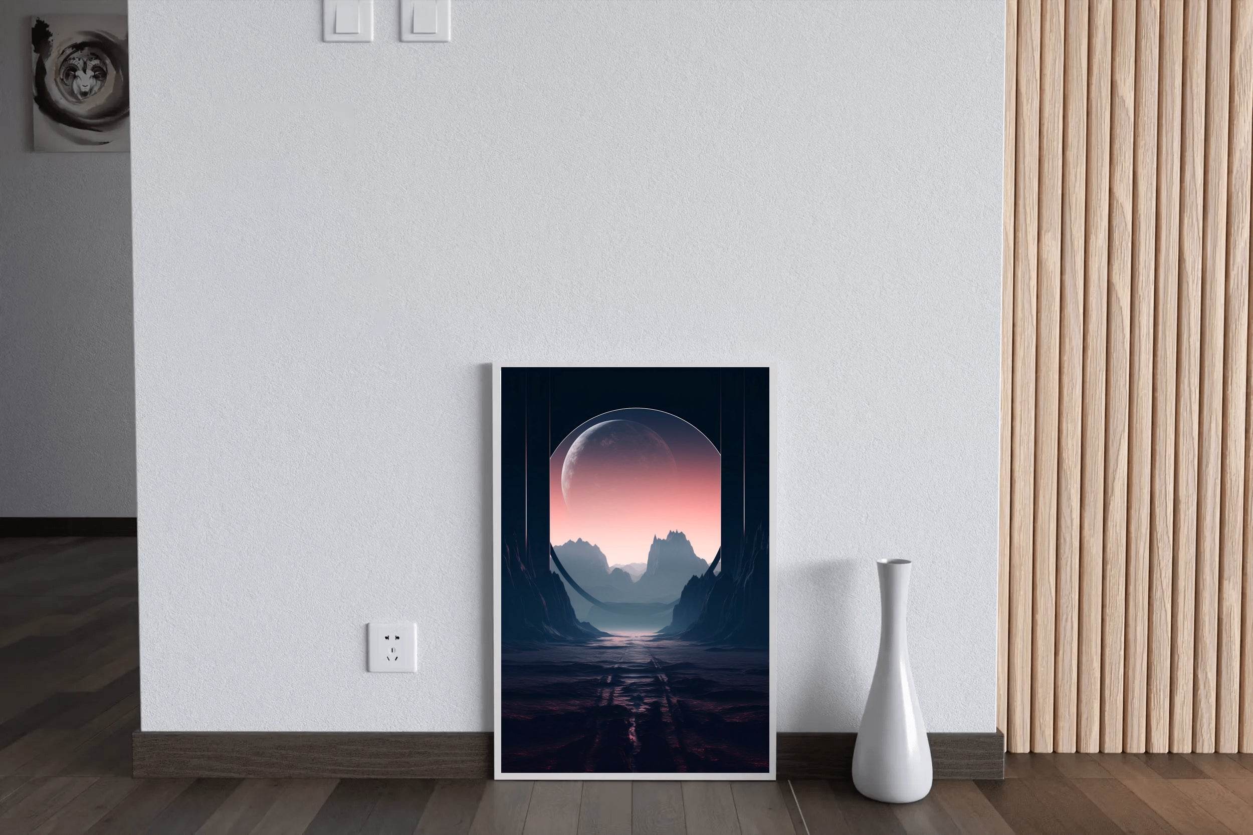 Moon Between The Mountain Wall Art - beink online art store