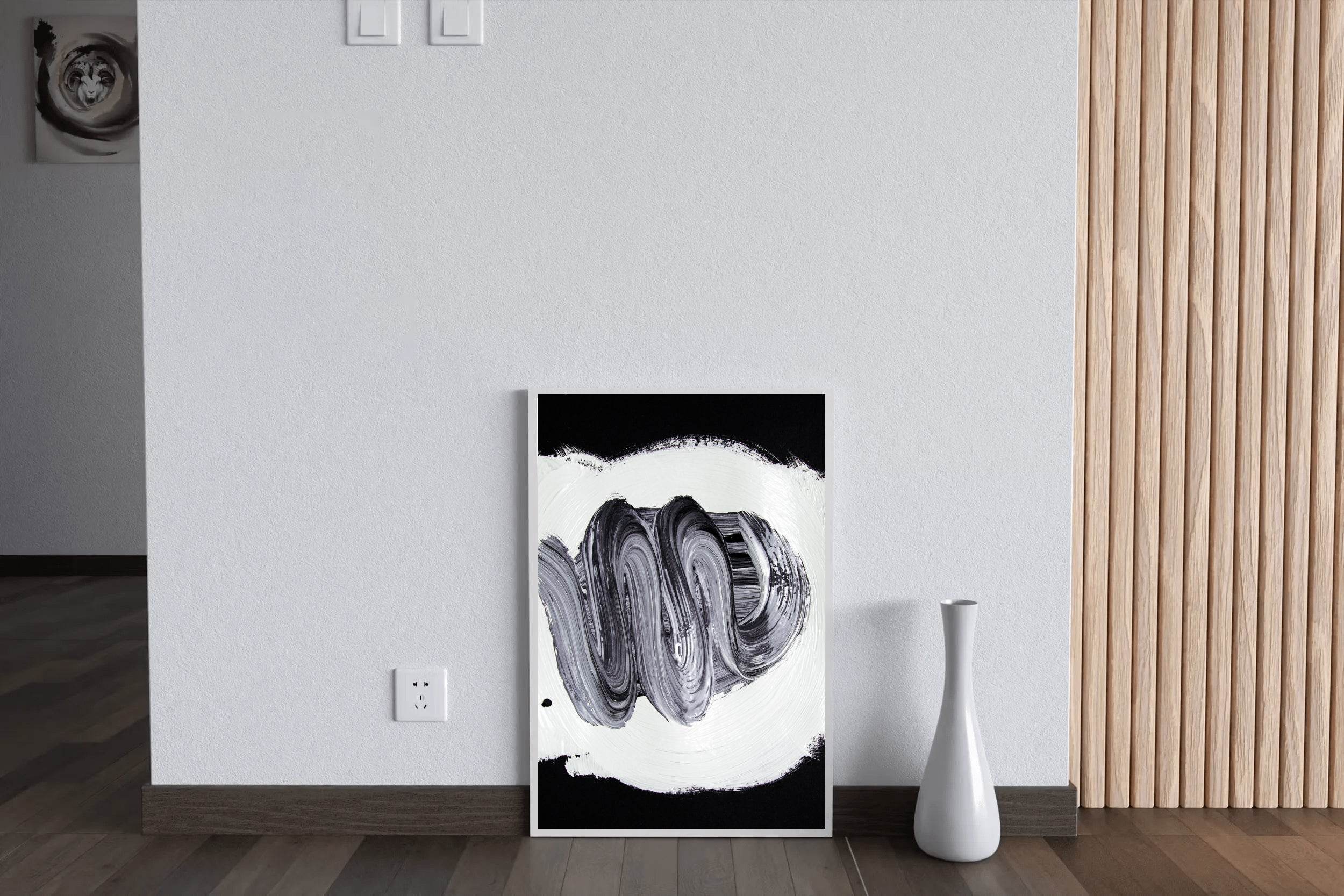 Pain Brush Stroke Black & White Wall Art - beink online art store