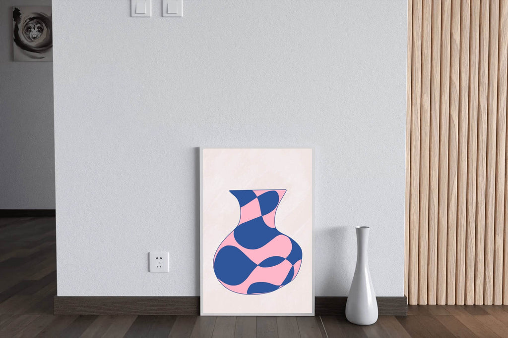 Pink And Blue Vase Wall Art - beink online art store