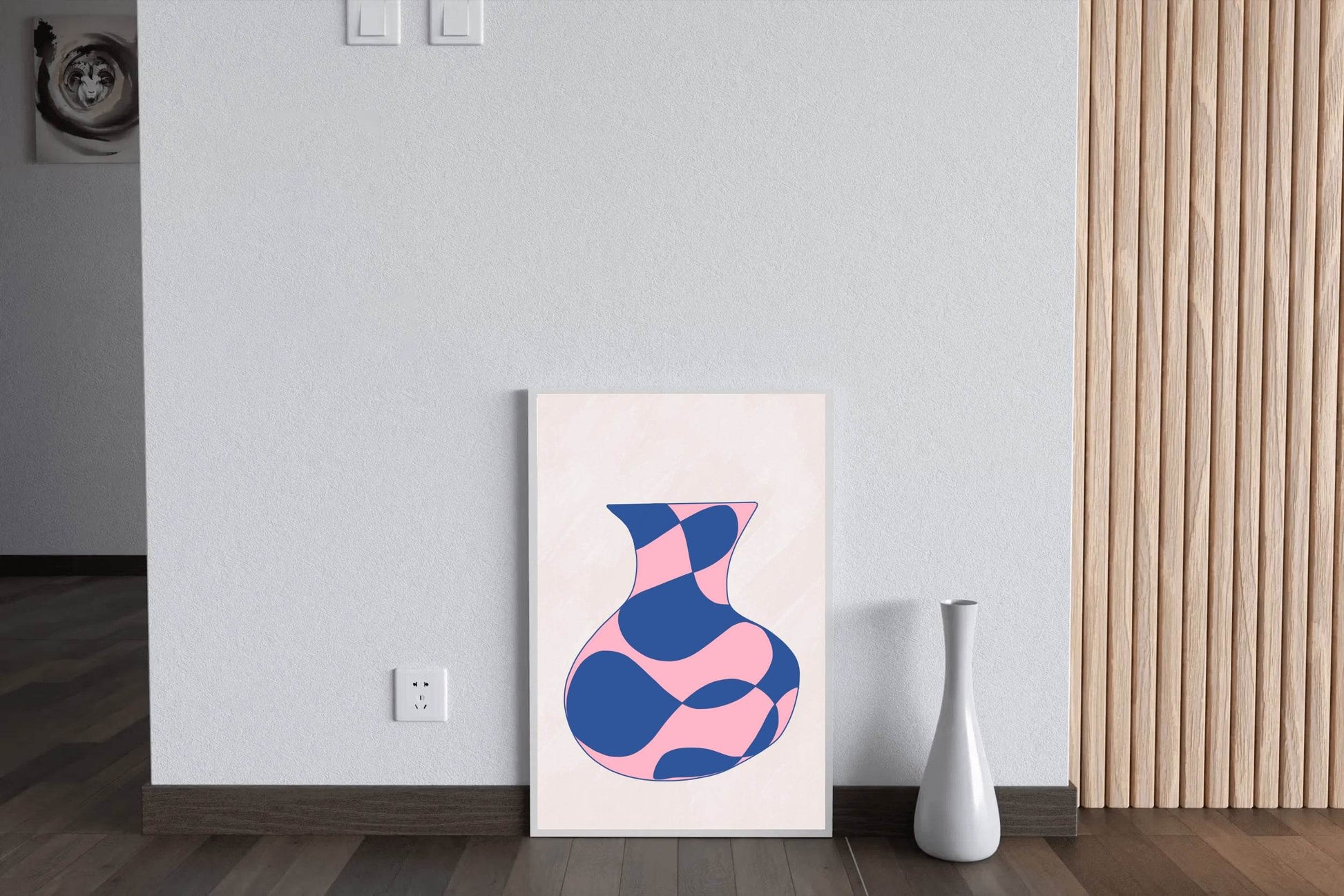 Pink And Blue Vase Wall Art - beink online art store