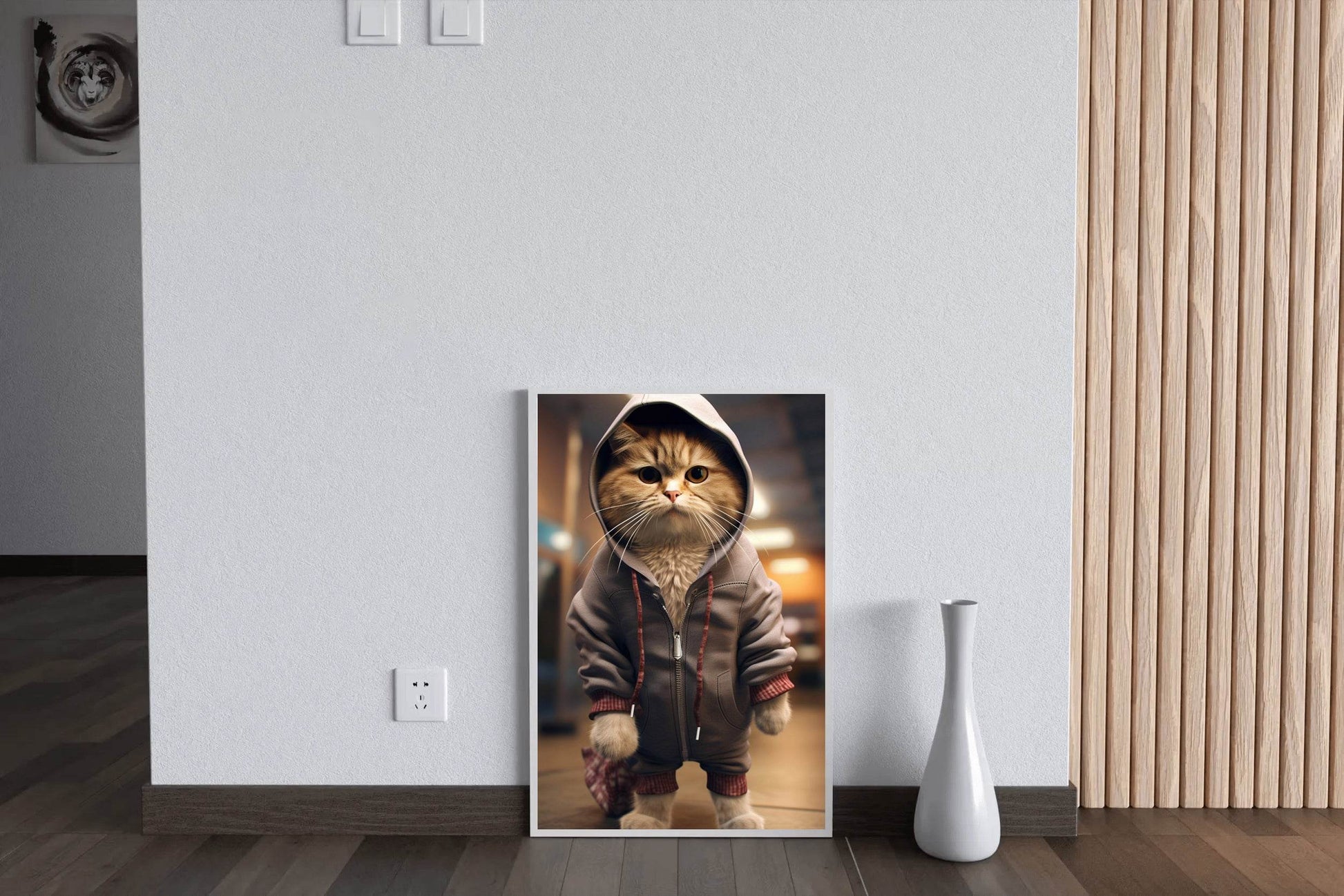 Cute Cat Wearing Jacket Animal Wall Art - beink online art store