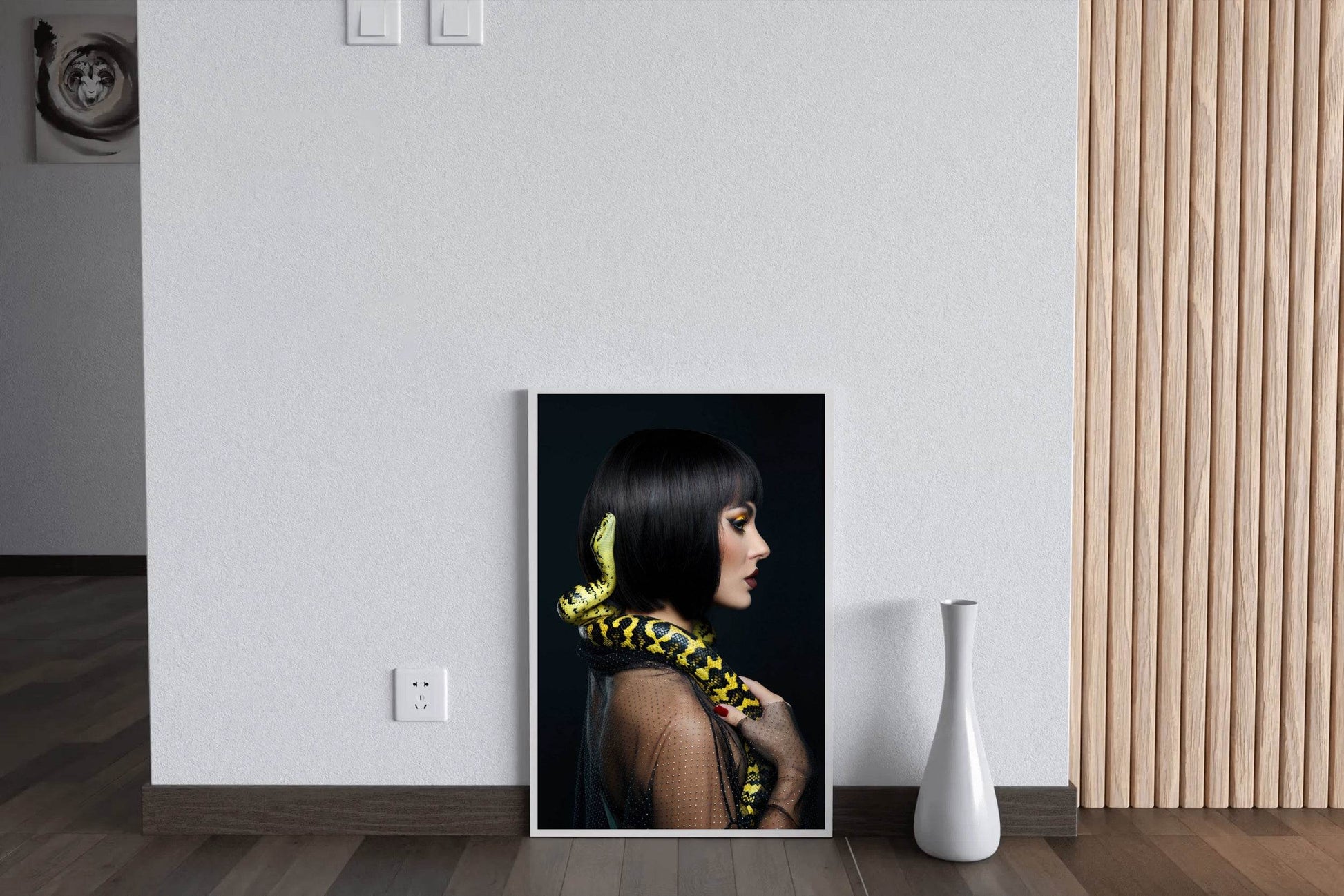 Yellow Python on Girl's Shoulder Wall Art - beink online art store