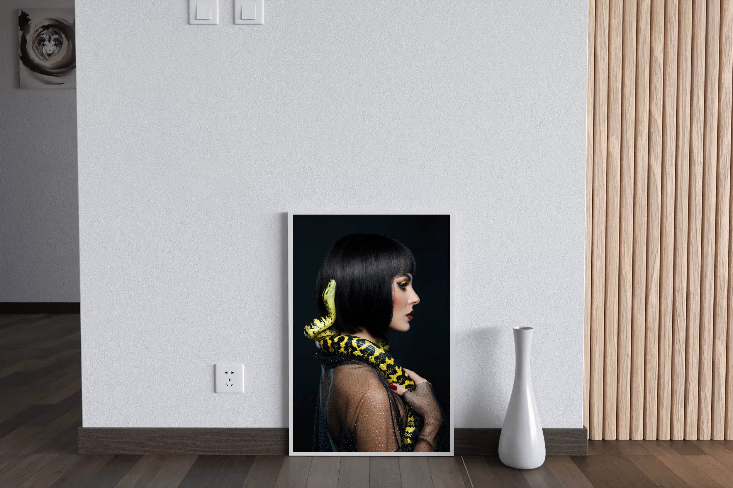 Yellow Python on Girl's Shoulder Wall Art - beink online art store