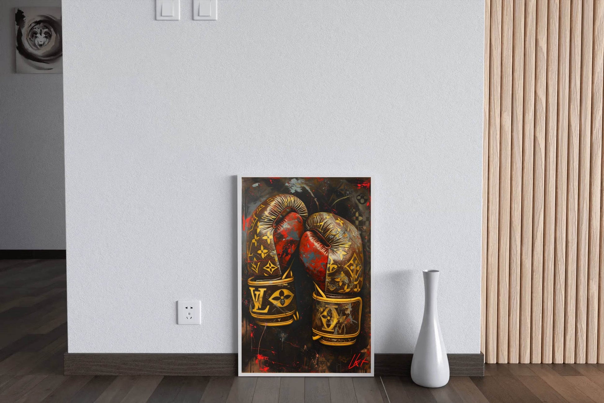Gold Color Boxing Gloves Wall Art - beink online art store