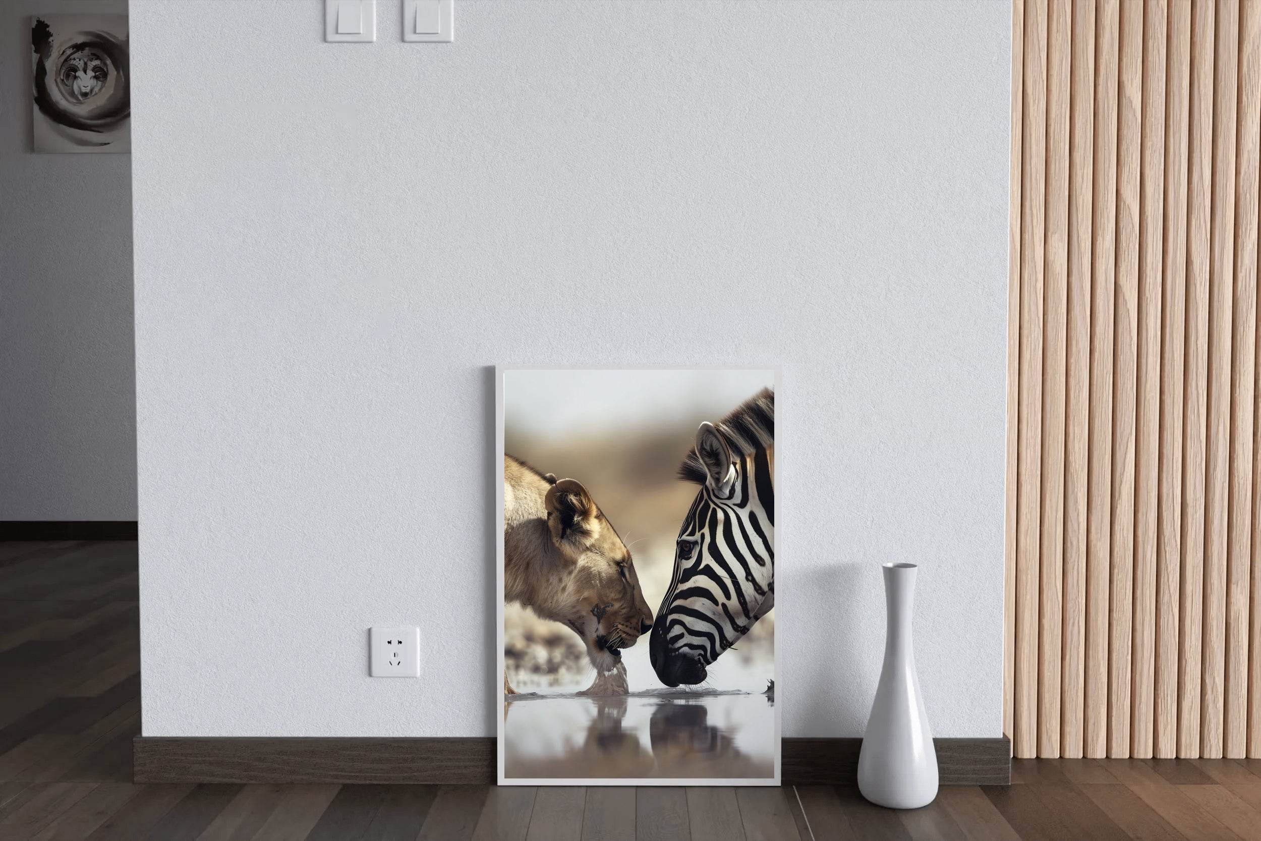 Zebra and Tiger Drinking Water Wall Art - beink online art store