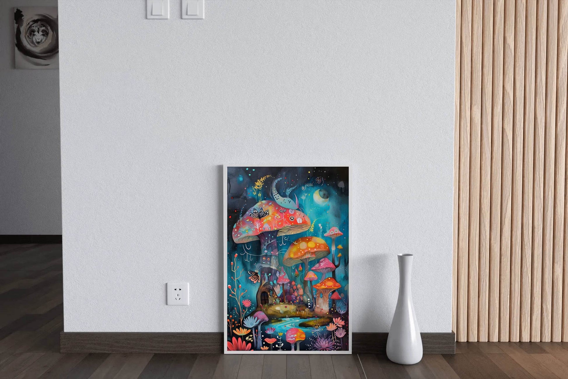 Colorful Painting of Mushroom House Wall Art - beink online art store