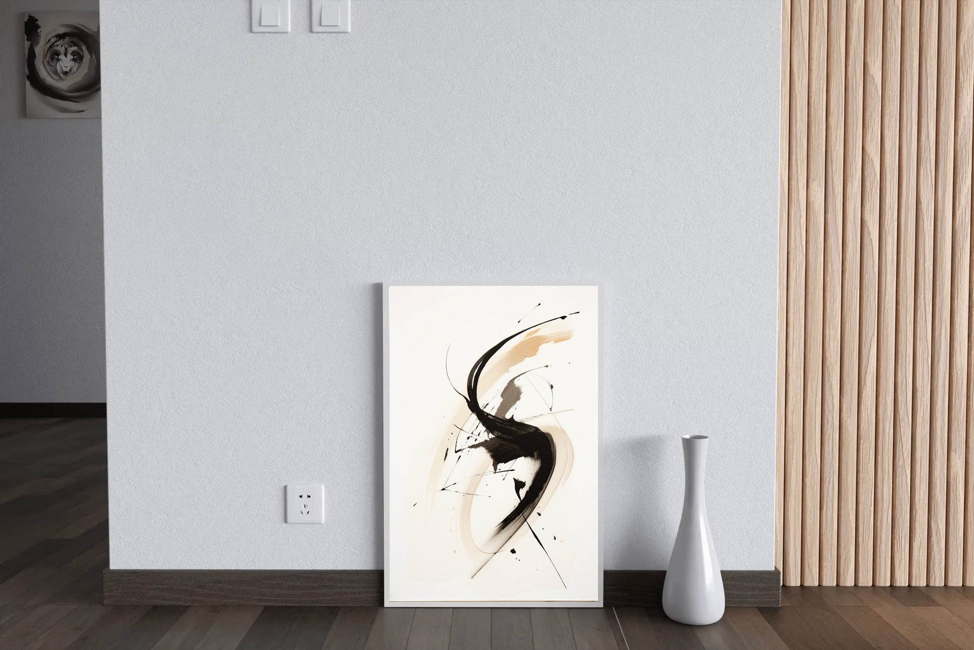 Swirl Black Ink Paint Abstract Wall Art - beink online art store
