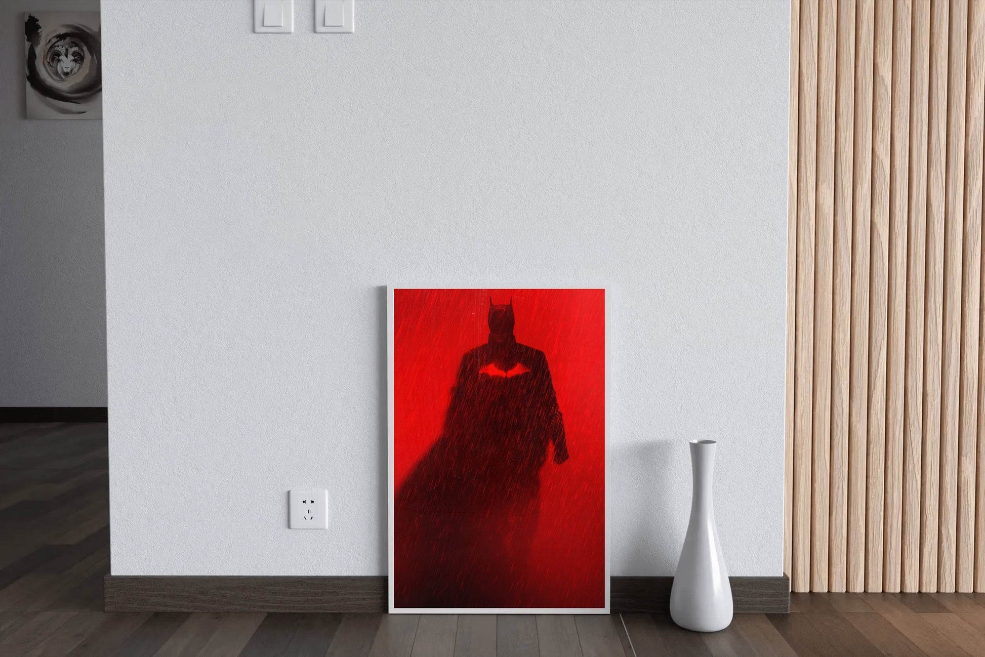 THE BATMAN with Red Background in the Rain Wall Art - beink online art store
