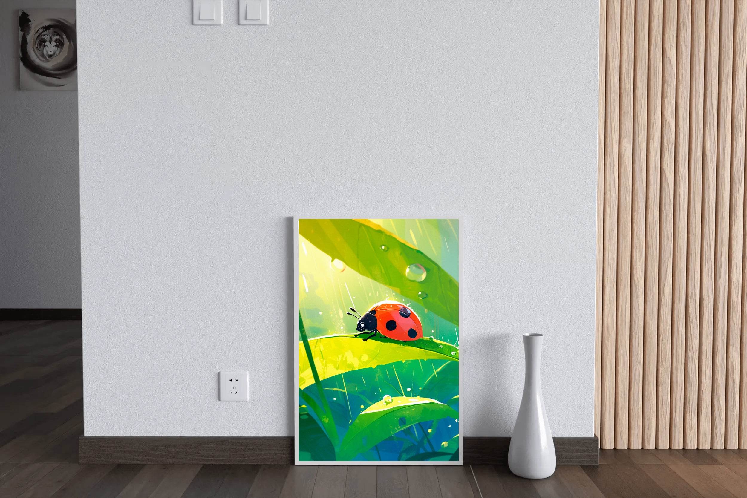 Ladybug on leaf Anime Wall Art - beink online art store