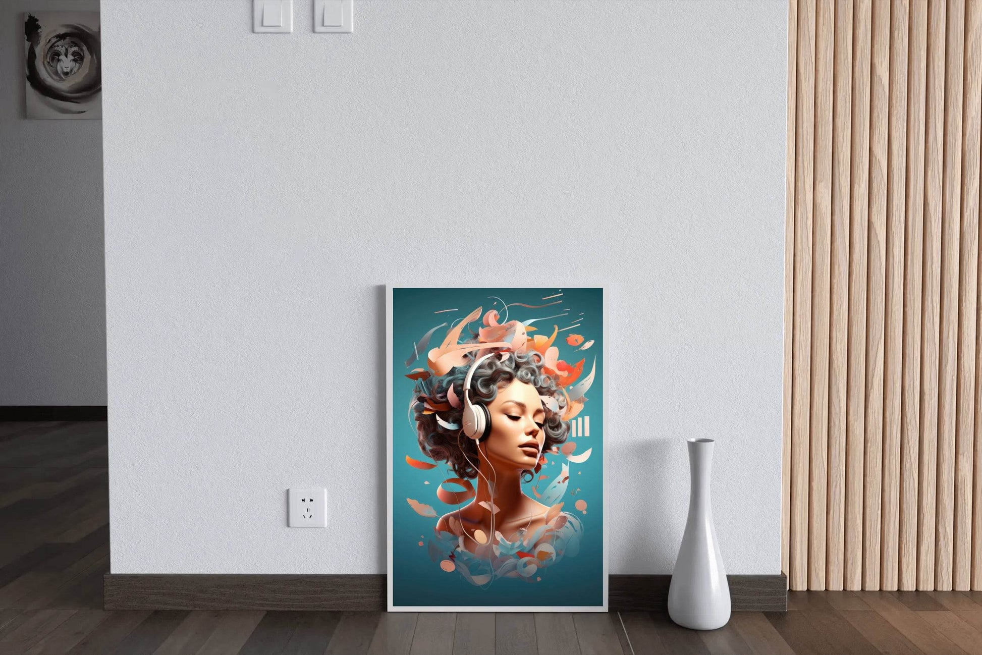 Anime Girl With Old Headphones Wall Art - beink online art store