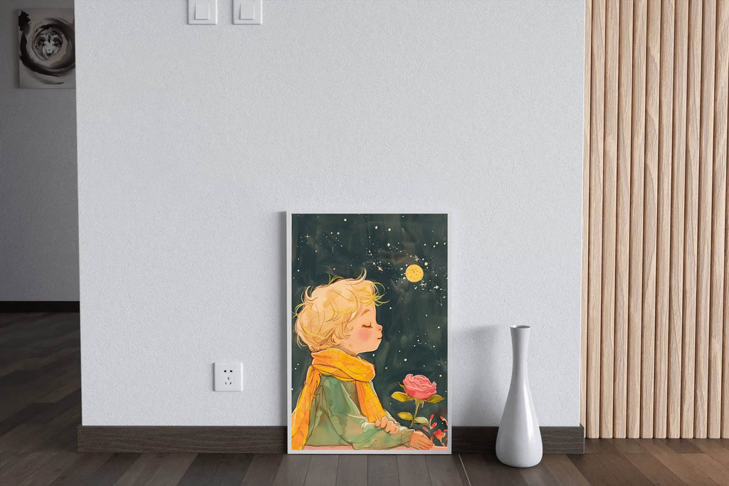 Painting of a Girl With Moon Background - beink online art store