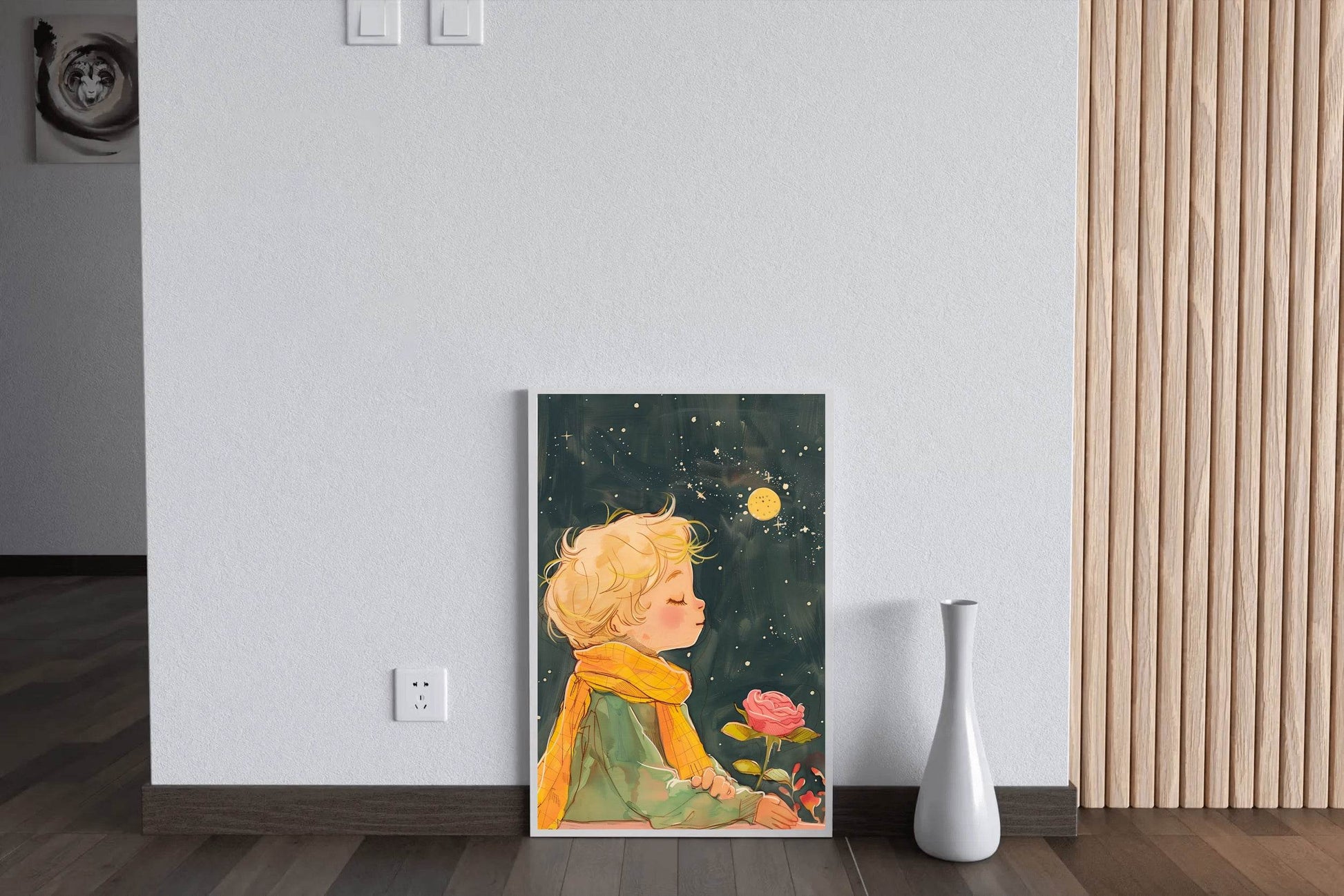 Painting of a Girl With Moon Background - beink online art store