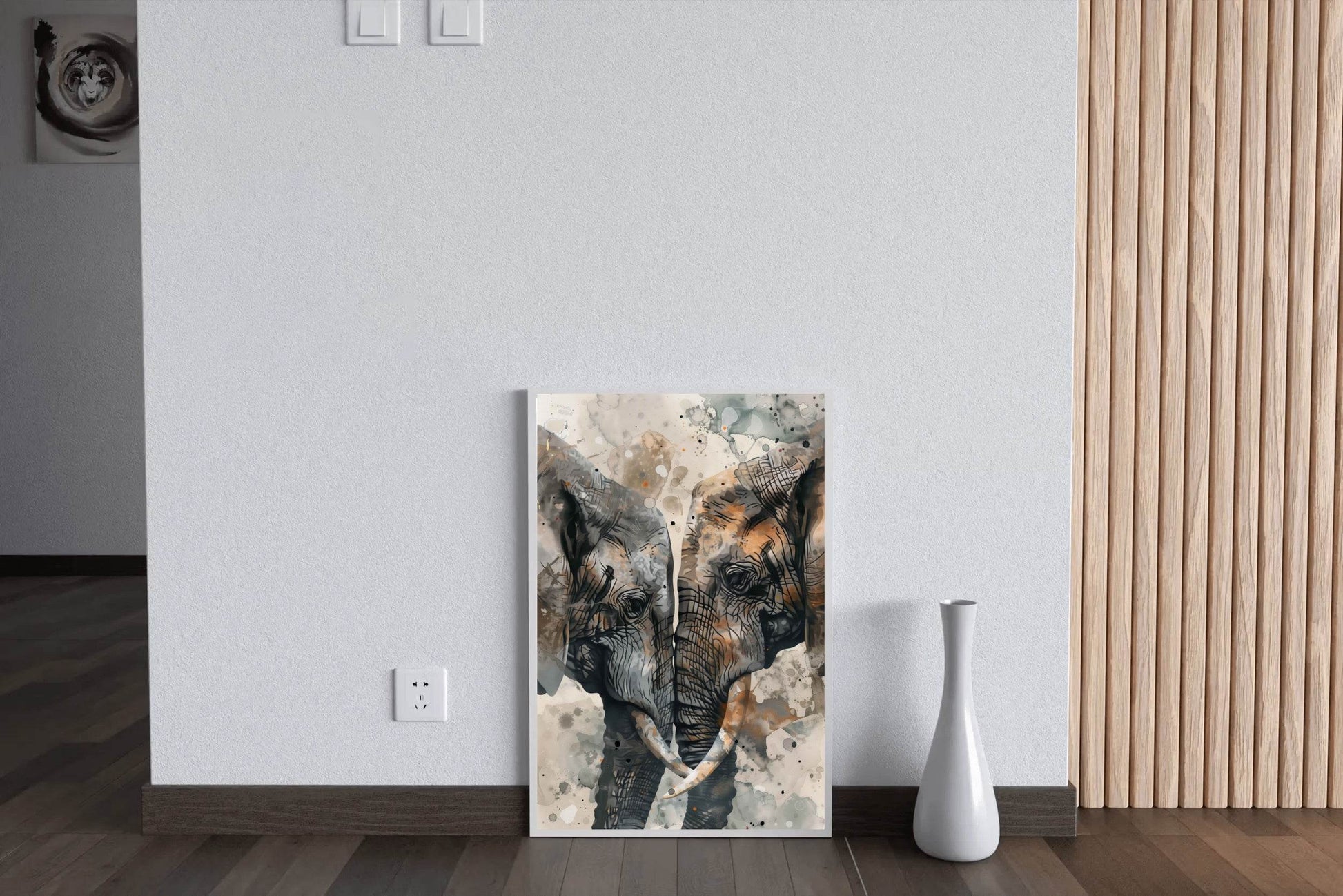 Watercolor Pair of Elephant Animal Wall Art - beink online art store