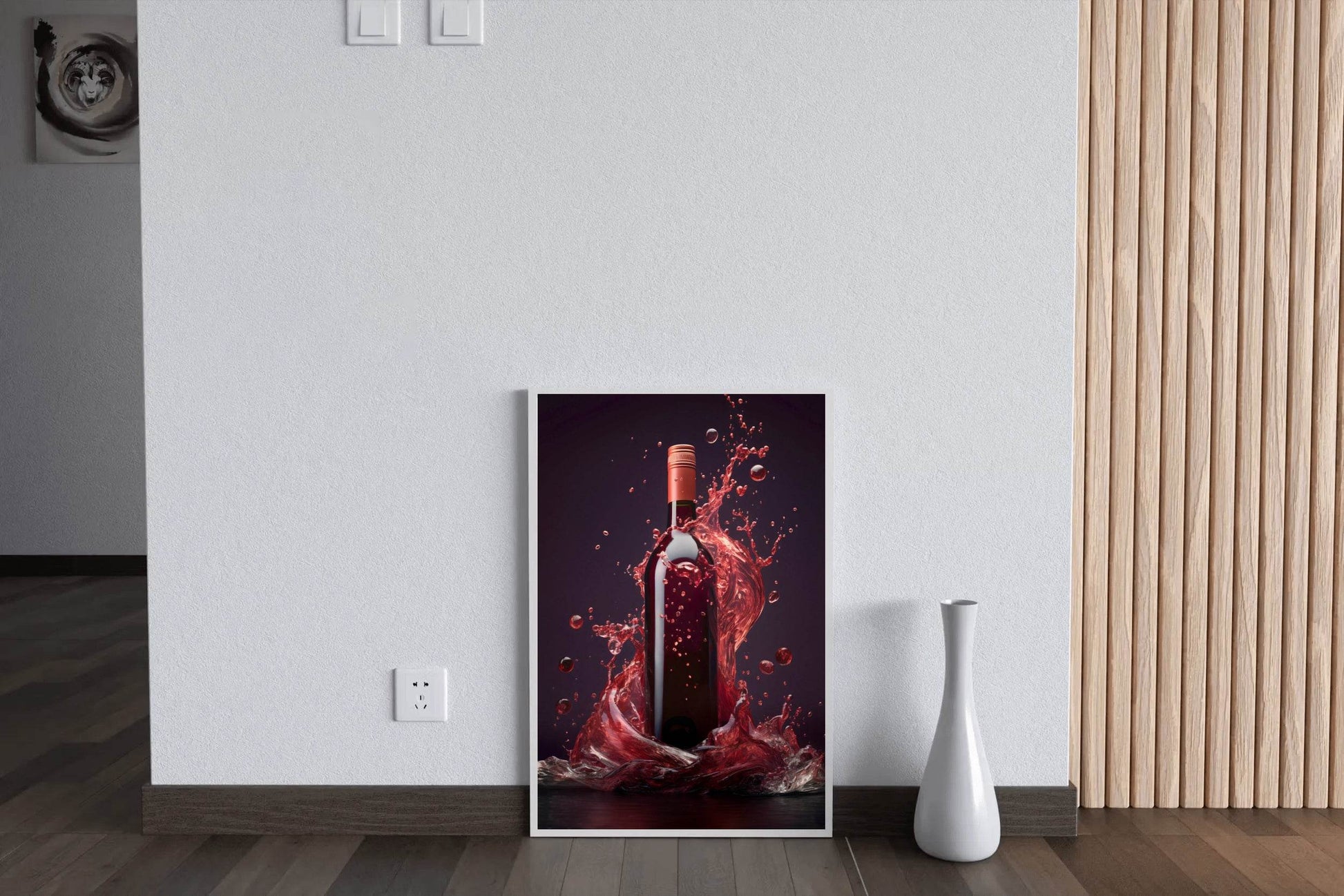 Red Wine Bottle With Purple Background Wall Art - beink online art store
