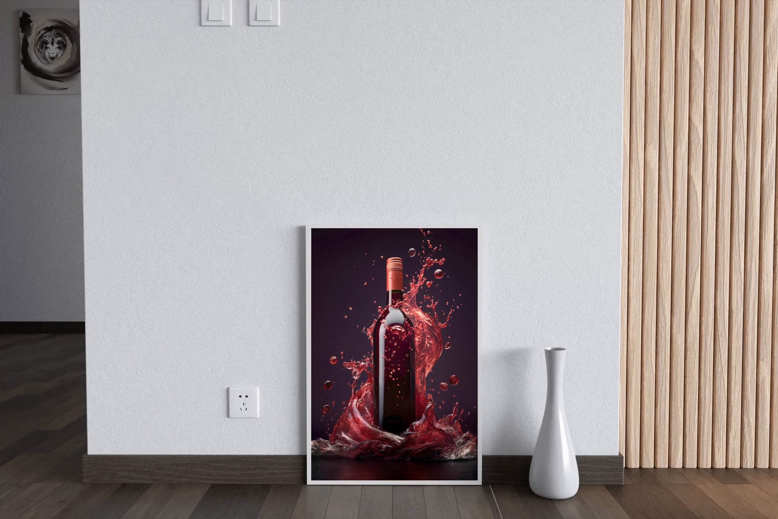 Red Wine Bottle With Purple Background Wall Art - beink online art store