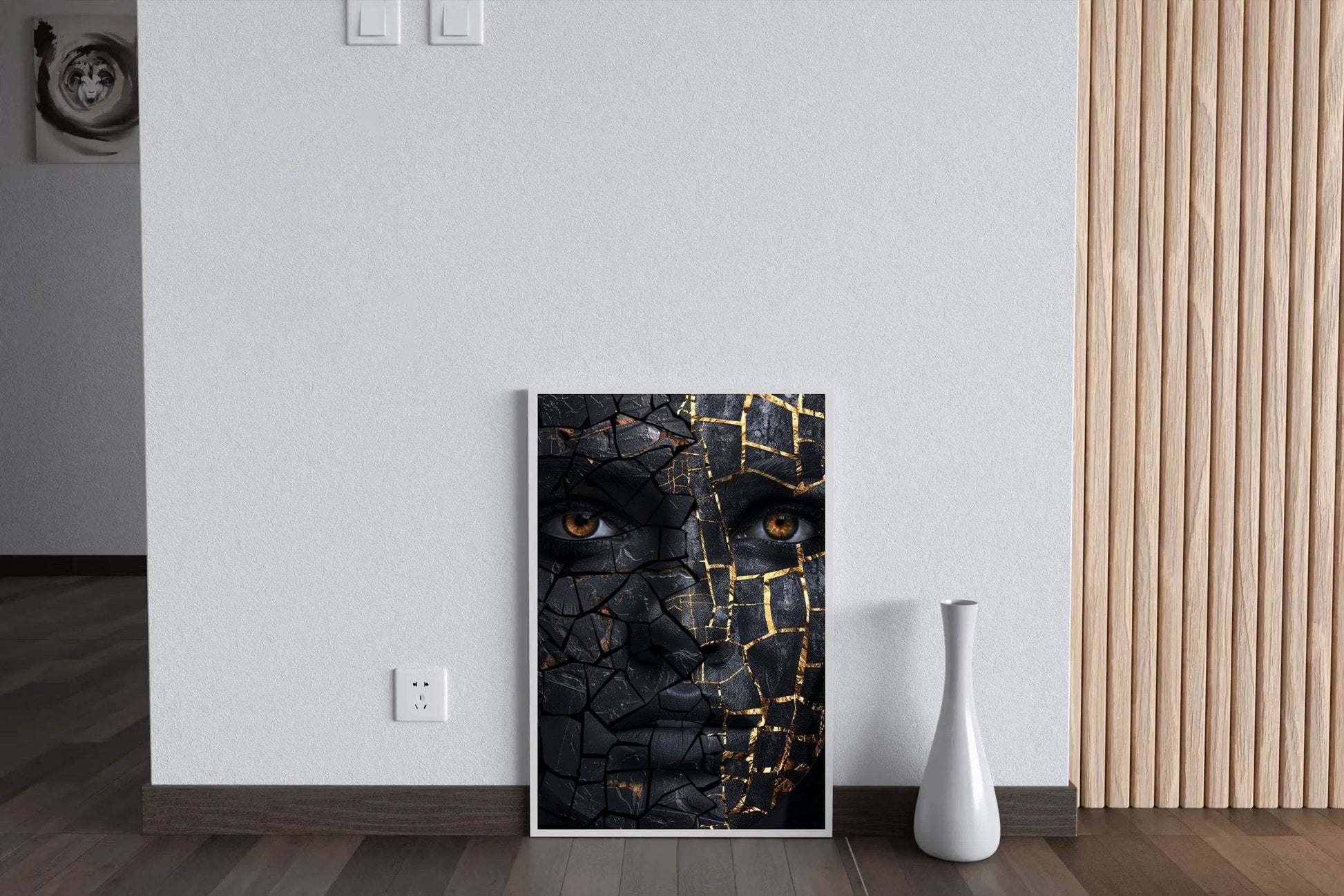 Golden Mosaic Design on A Woman Face Wall Art - beink online art store
