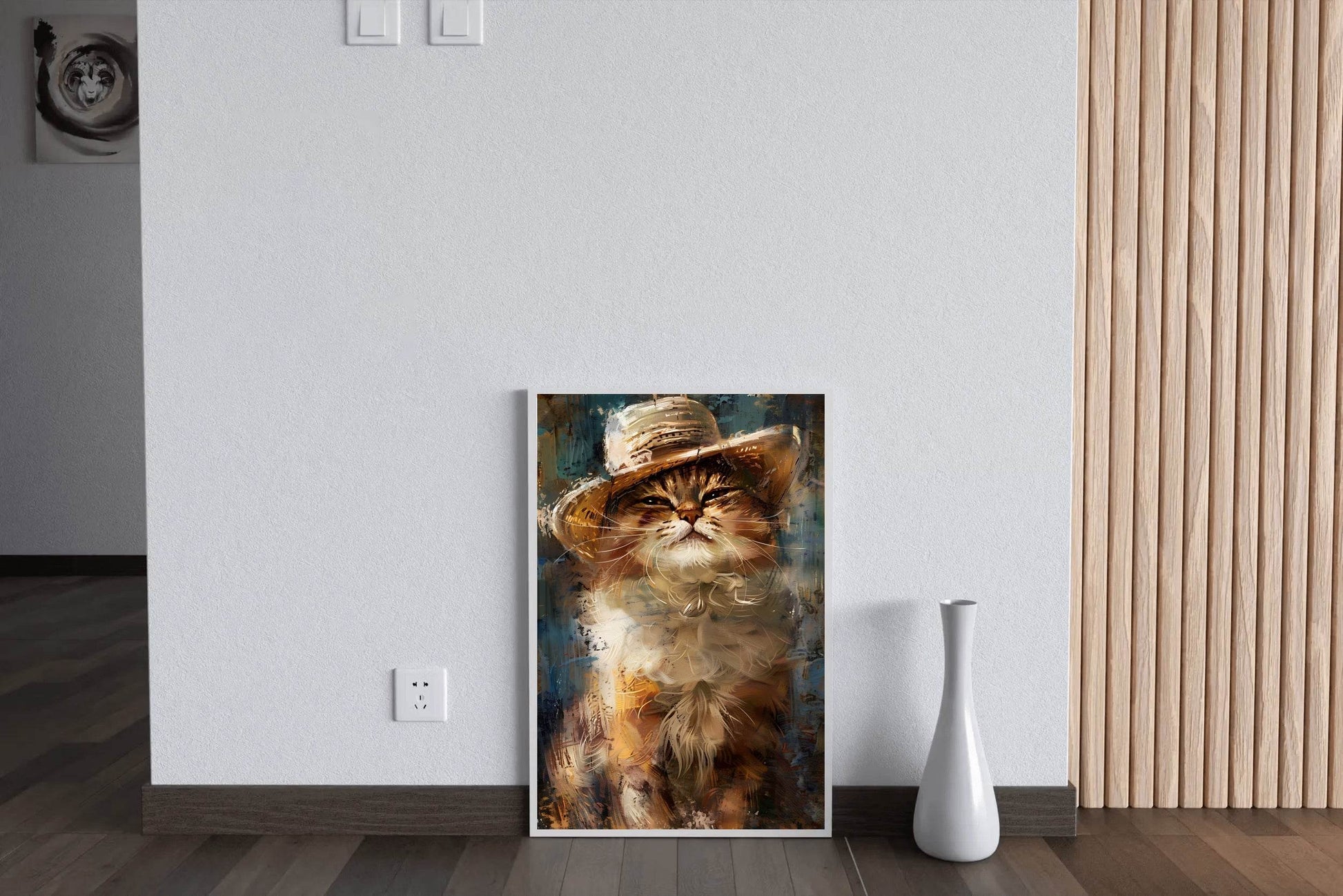 Watercolor Painting of a Cat Wearing Hat - beink online art store