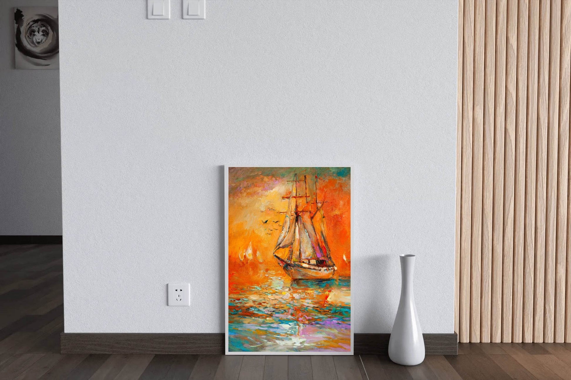 Old Warship in The Sunset Sea Wall Art - beink online art store