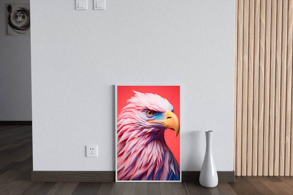 Pink and Blue Painted Eagle Bird Wall Art - beink online art store