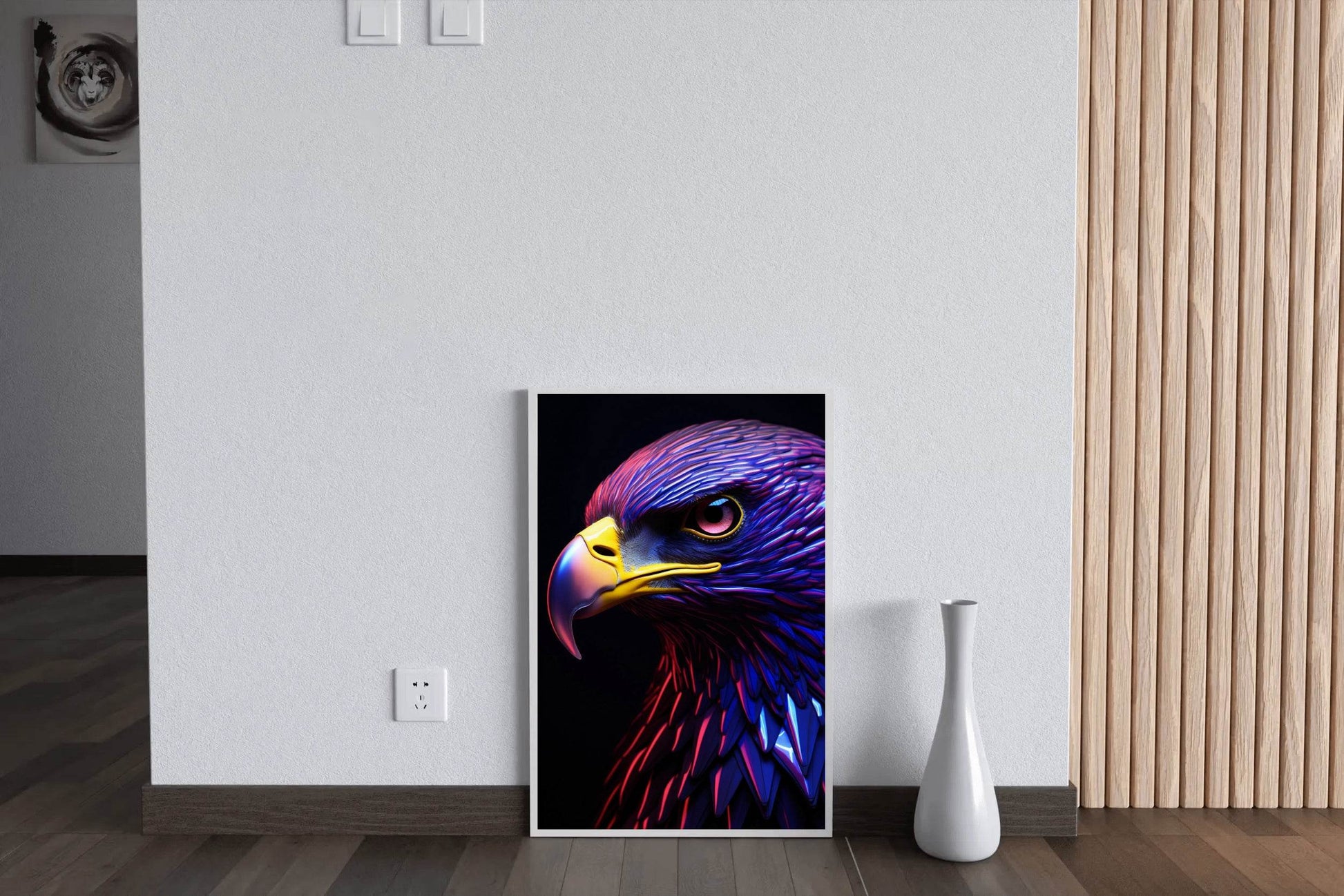 Golden Eagle Painted Blue and Pink Bird Wall Art - beink online art store
