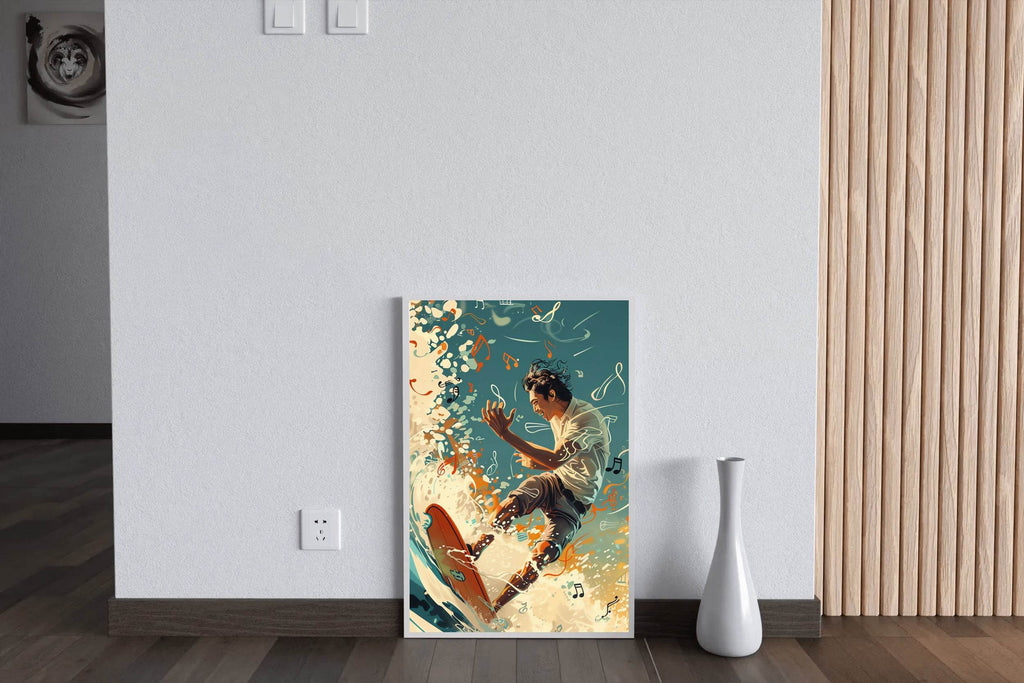 Skiing On Musical Notes Wall Art - beink online art store