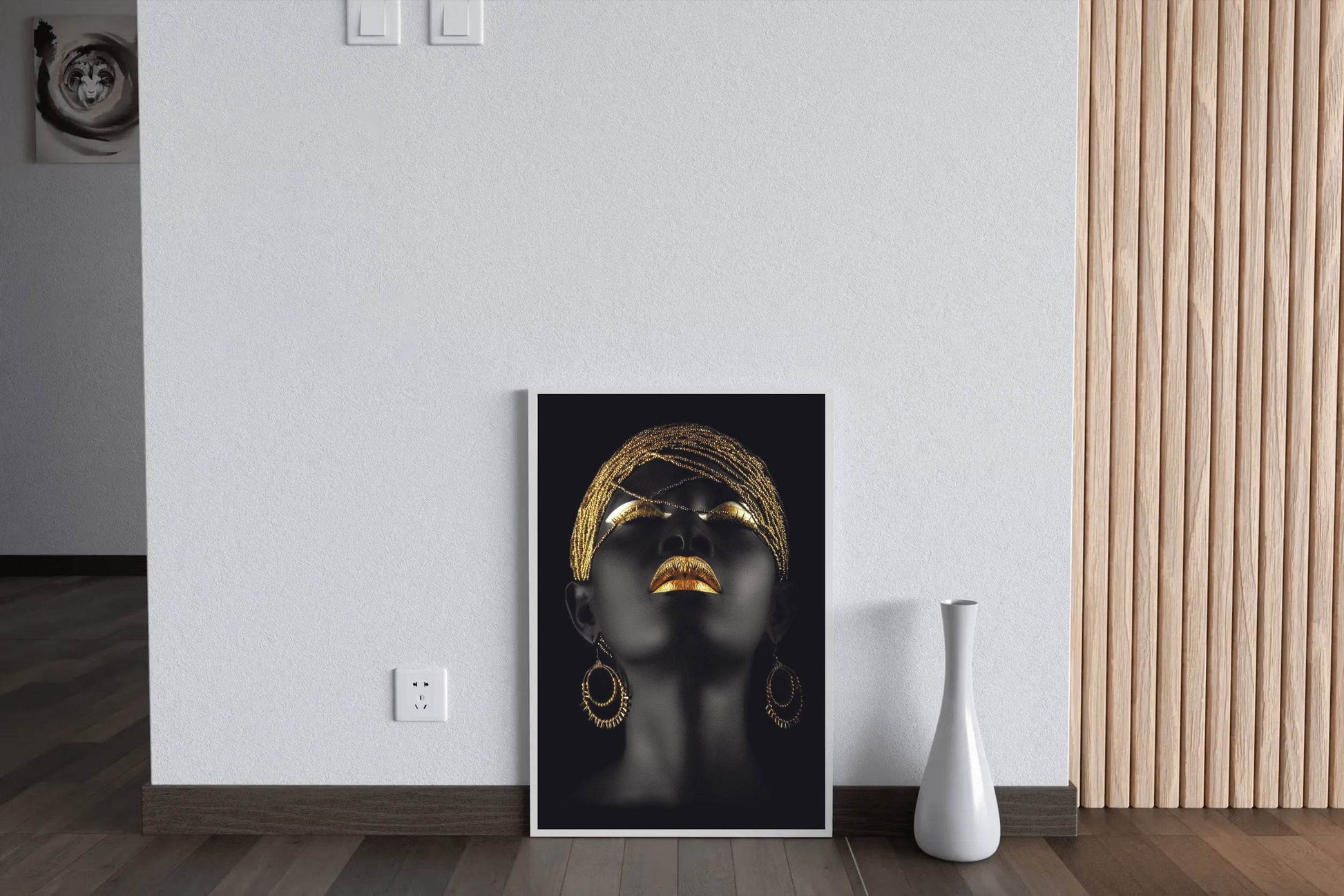 Black Queen With Golden Makeup Wall Art - beink online art store
