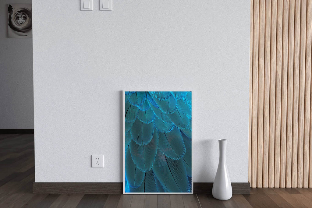 Blue Bird Feather Abstract Wall Art - beink online art store