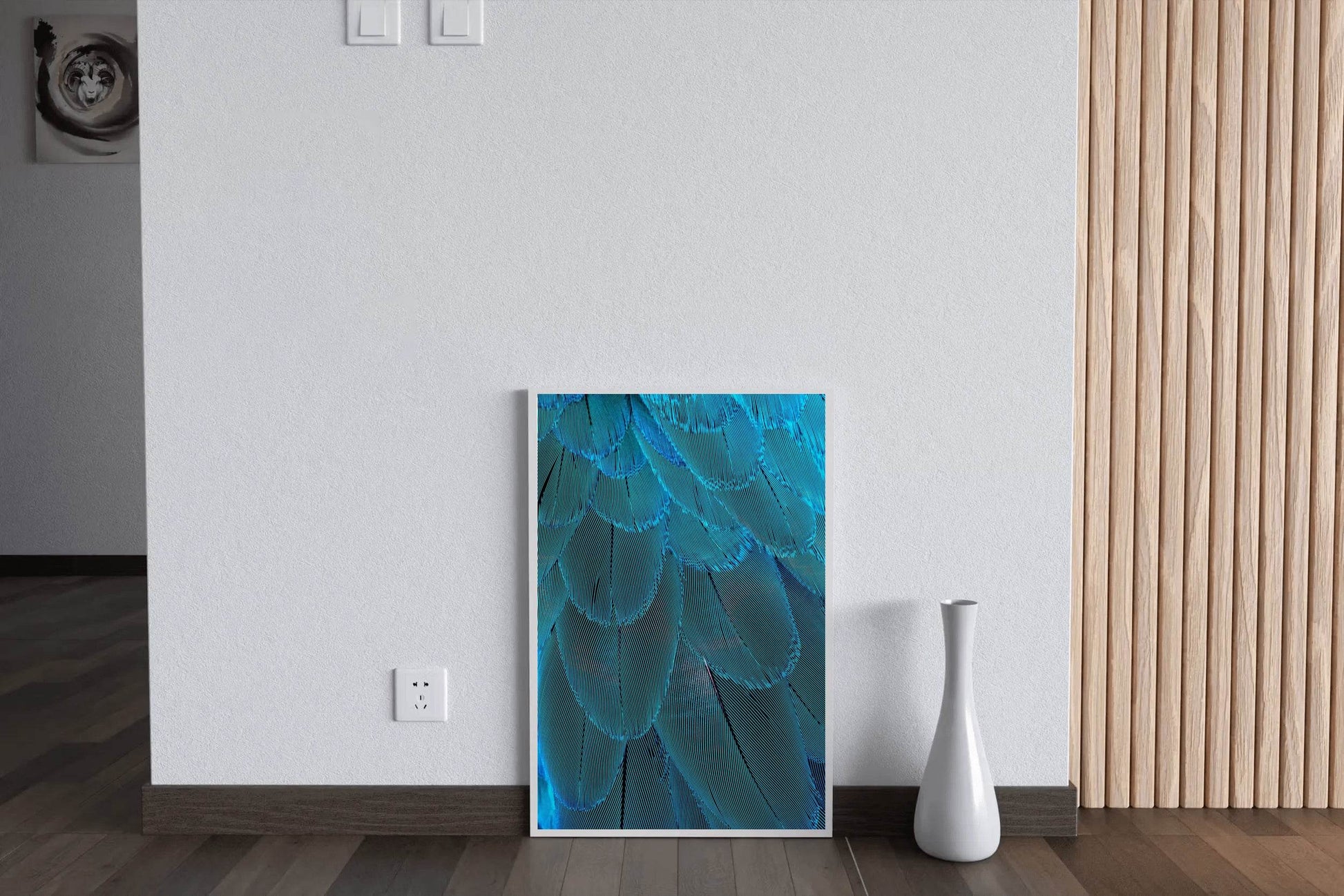 Blue Bird Feather Abstract Wall Art - beink online art store