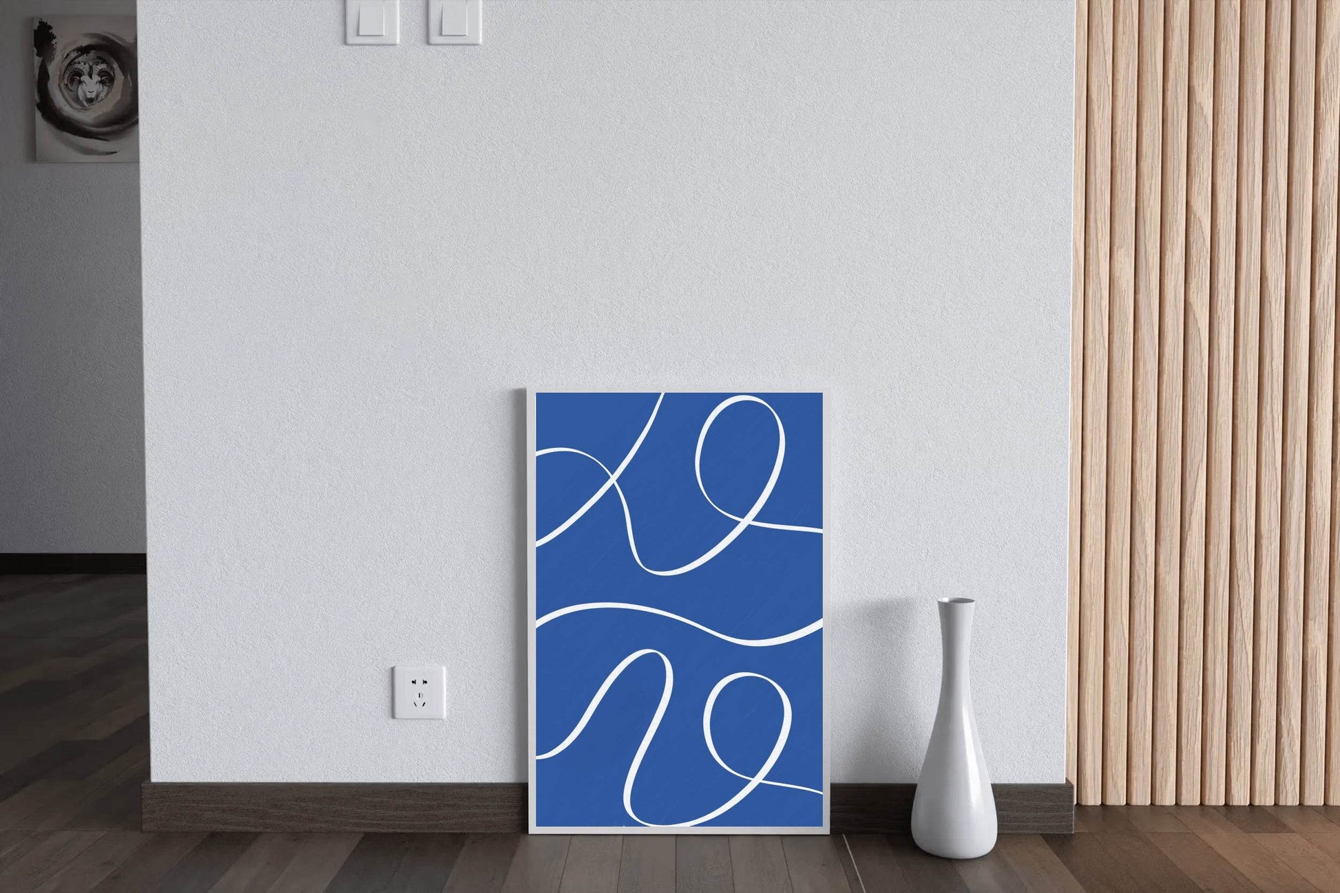 White Lines on A Blue Background Wall Art - beink online art store