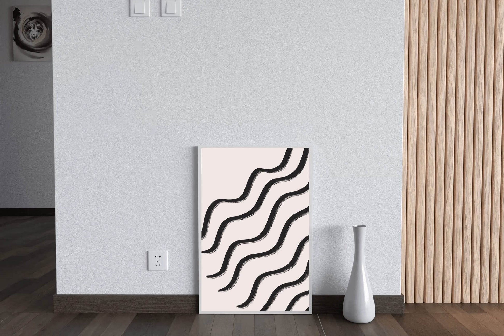 Black and White Wavy Lines Pattern Wall Art - beink online art store