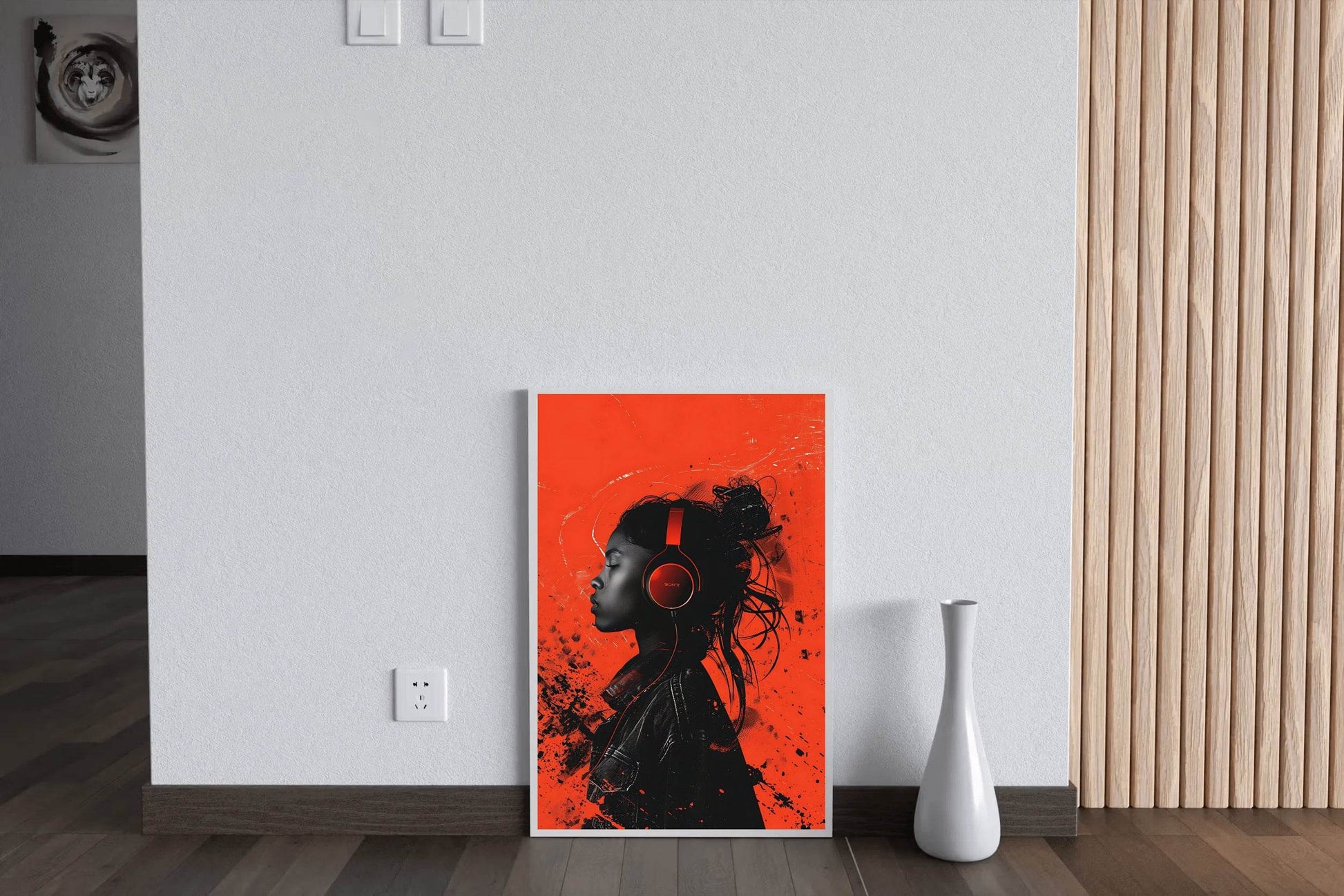 A Girl Listening To Music With Headphones Wall Art - beink online art store