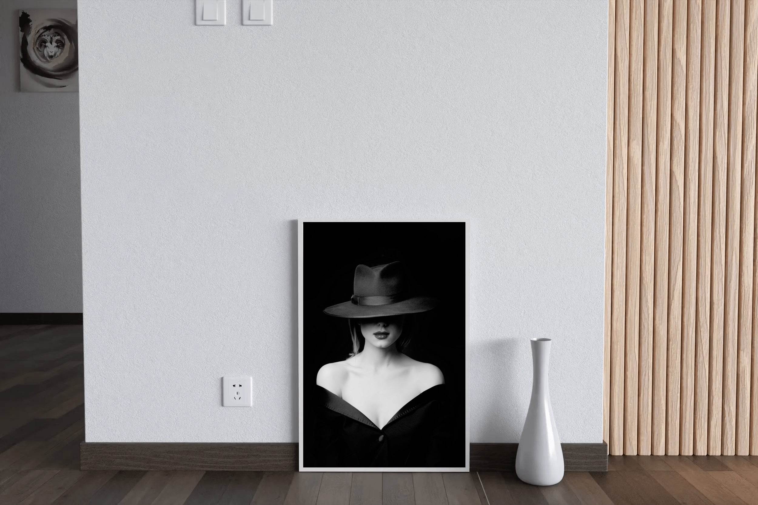 Elegant Lady With Hat Black & White Wall Art - beink online art store