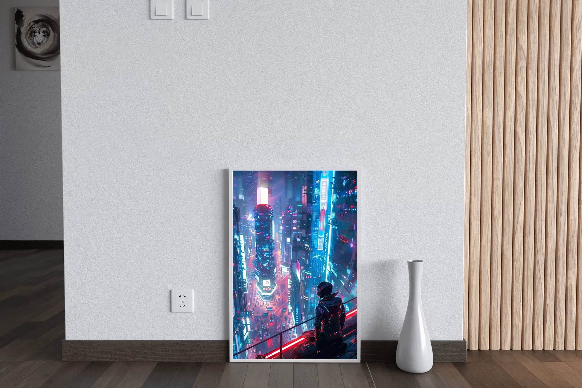 Cyberpunk City Street Neon Lights Wall Art - beink online art store