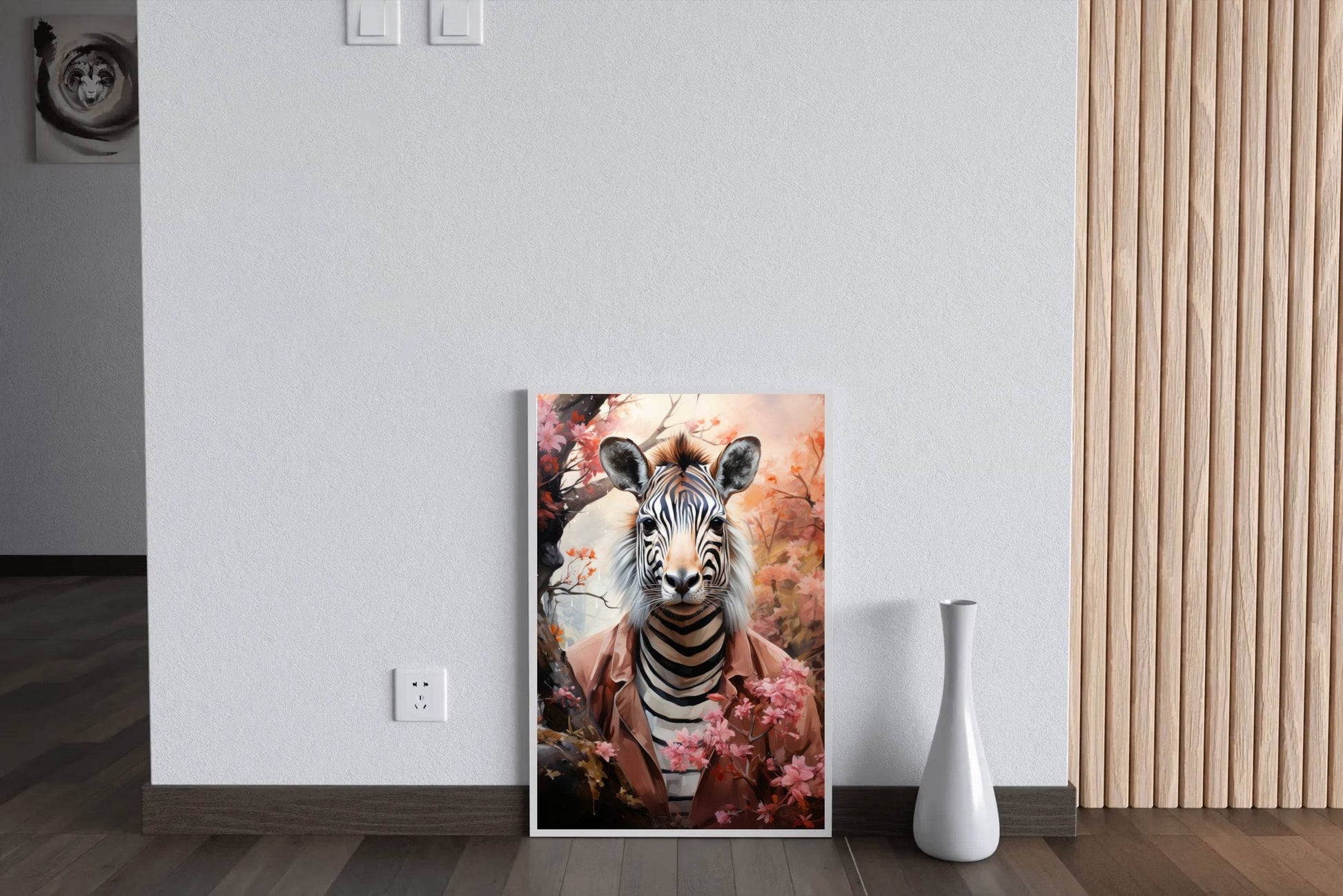 Watercolor Zebra with Flowers Animal Wall Art - beink online art store