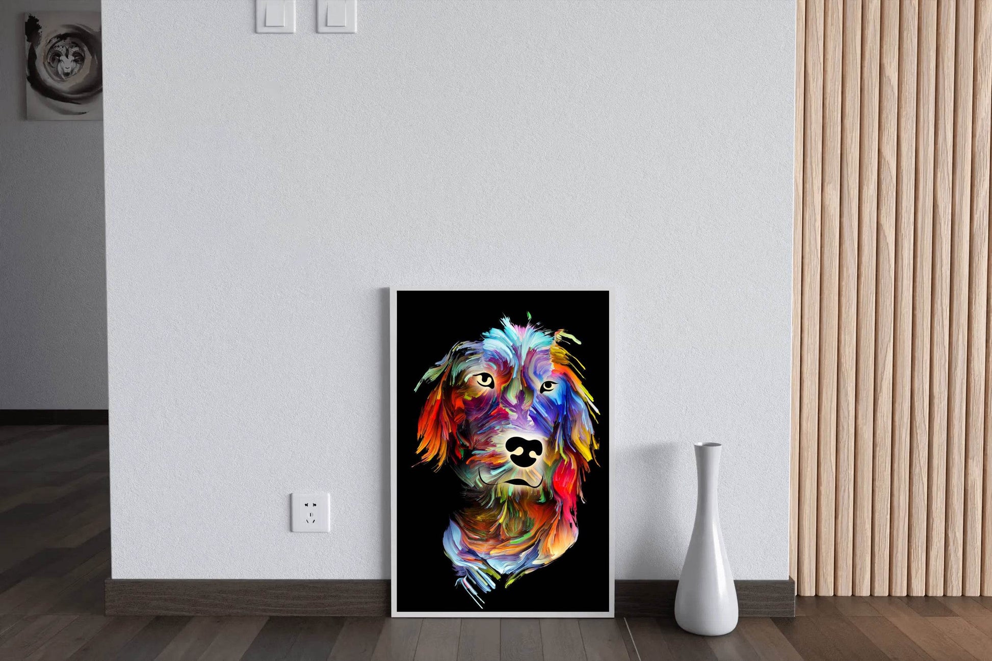 Colorful Oil Paint Dog Face Wall Art - beink online art store