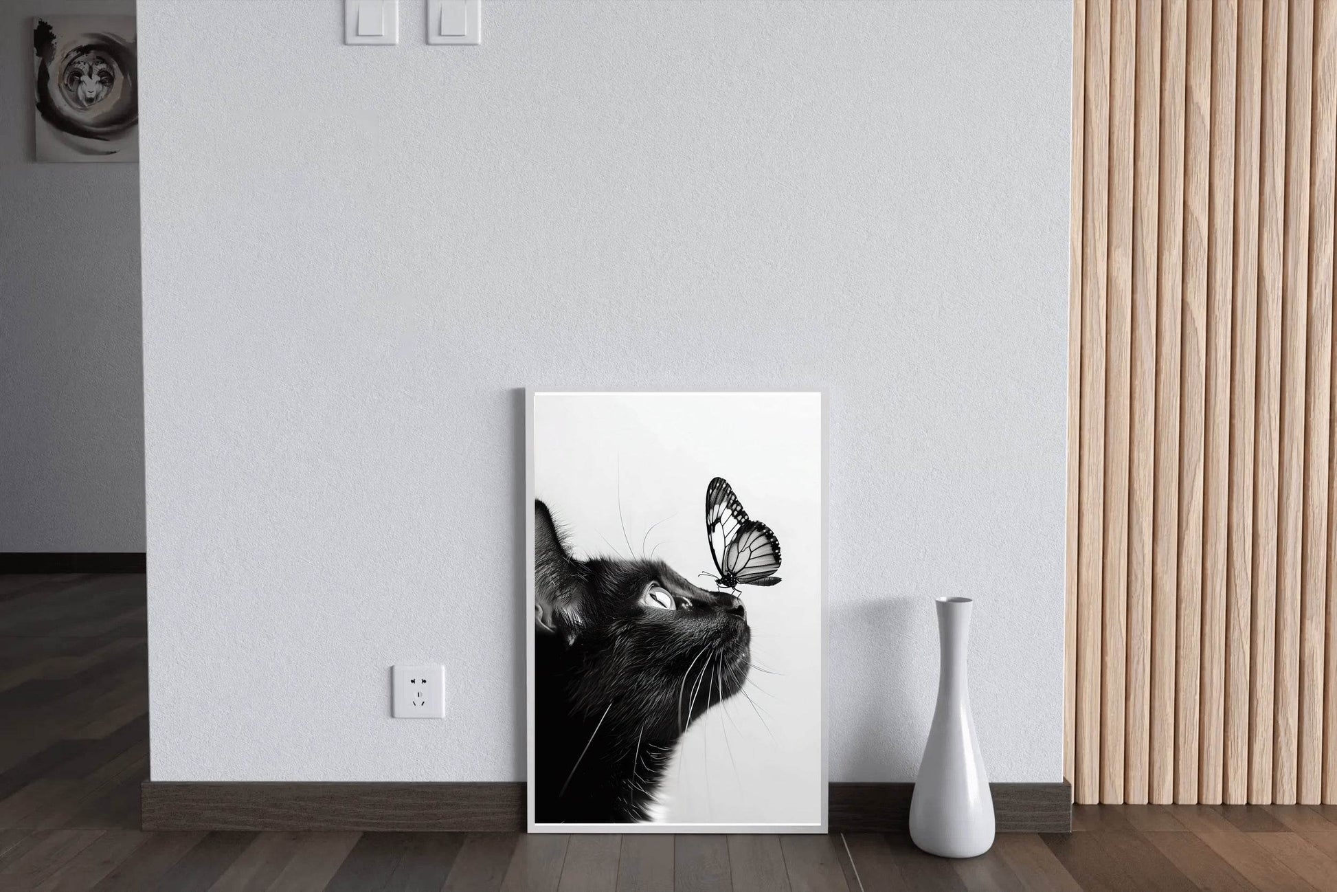 Butterfly on Black Cat Nose - beink online art store