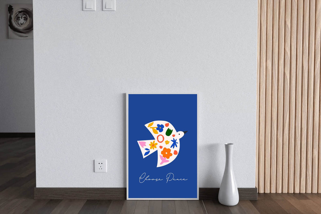 Bird Painting Decorated With Flowers Wall Art - beink online art store