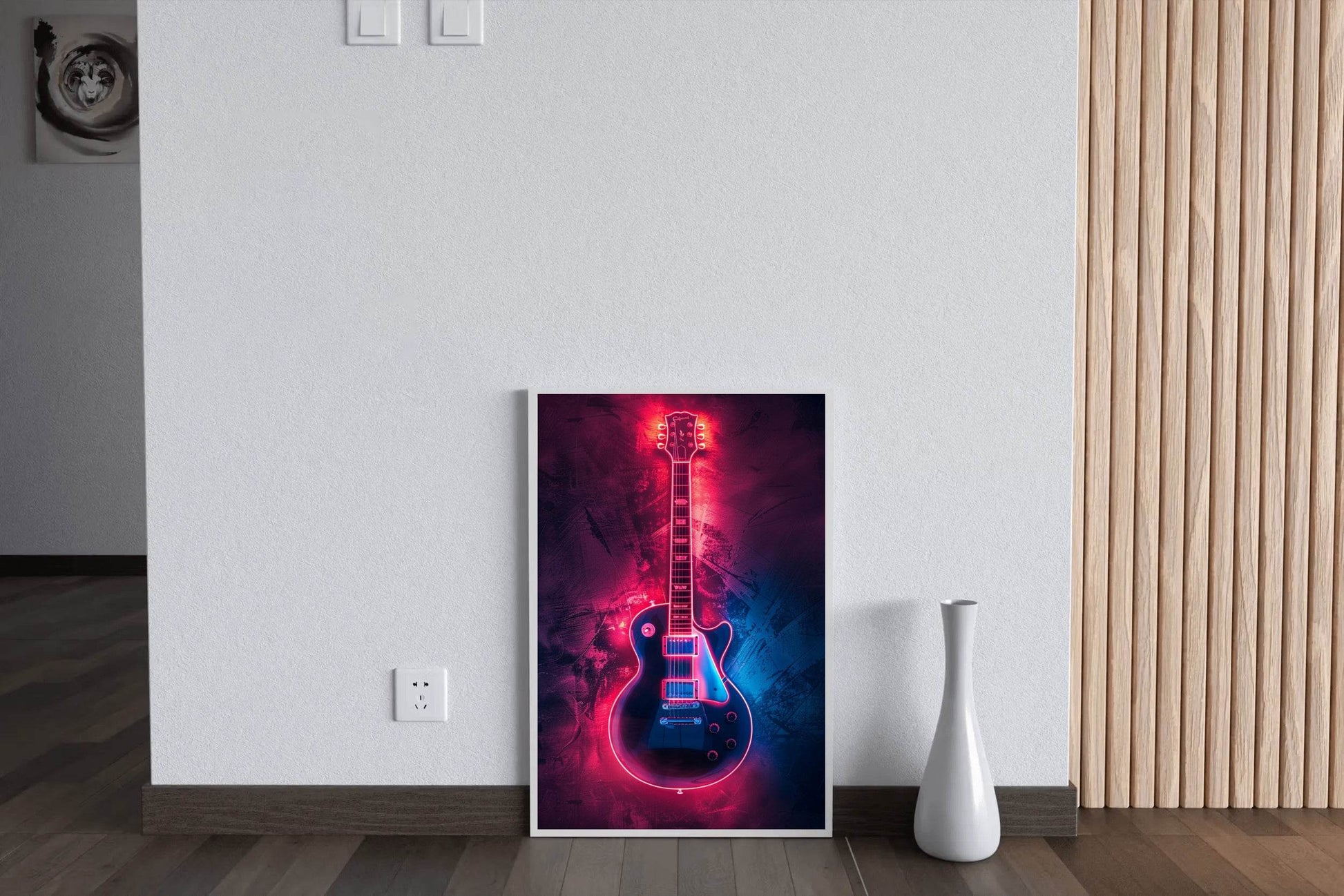 Electric Guitar With Neon Light Wall Art - beink online art store