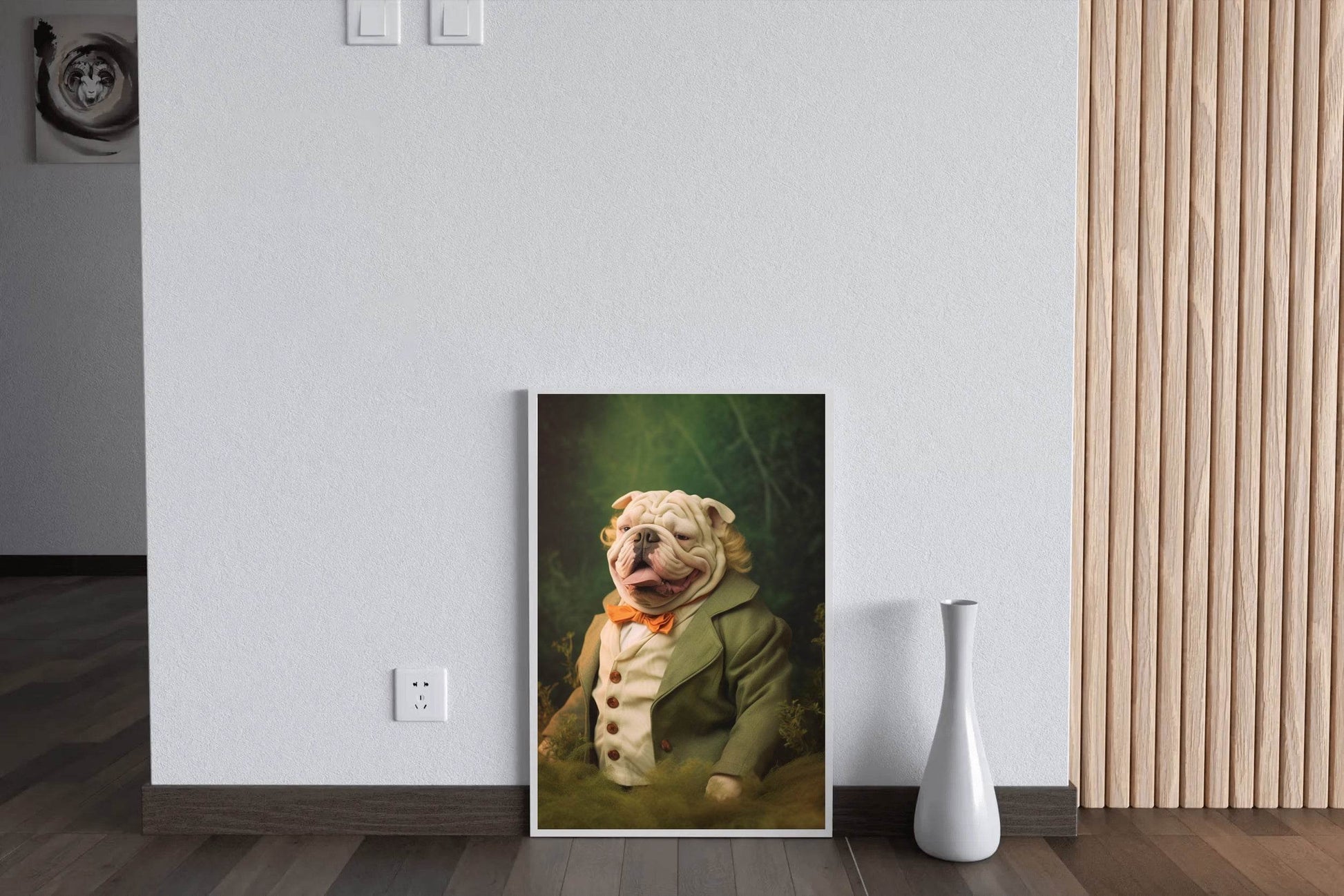 Comical Bulldog Wearing Coat Animal Wall Art - beink online art store