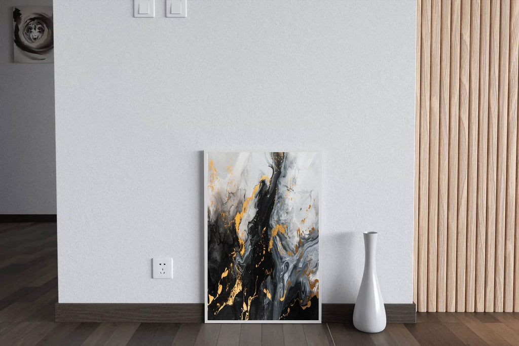 Mixed Black White And Gold Marble Wall Art - beink online art store