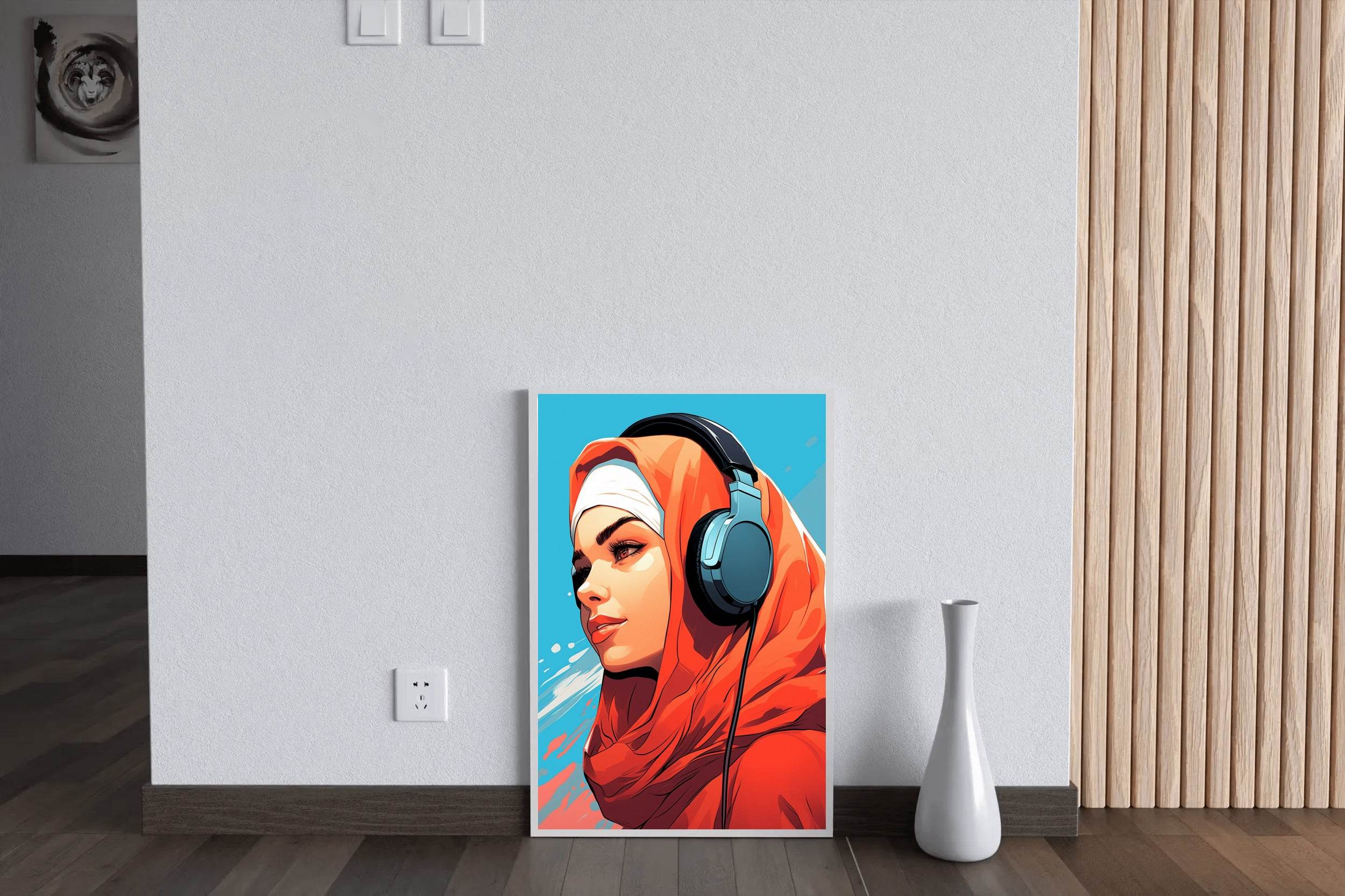 Modern Anime Hijab Girl Wall Art - beink online art store