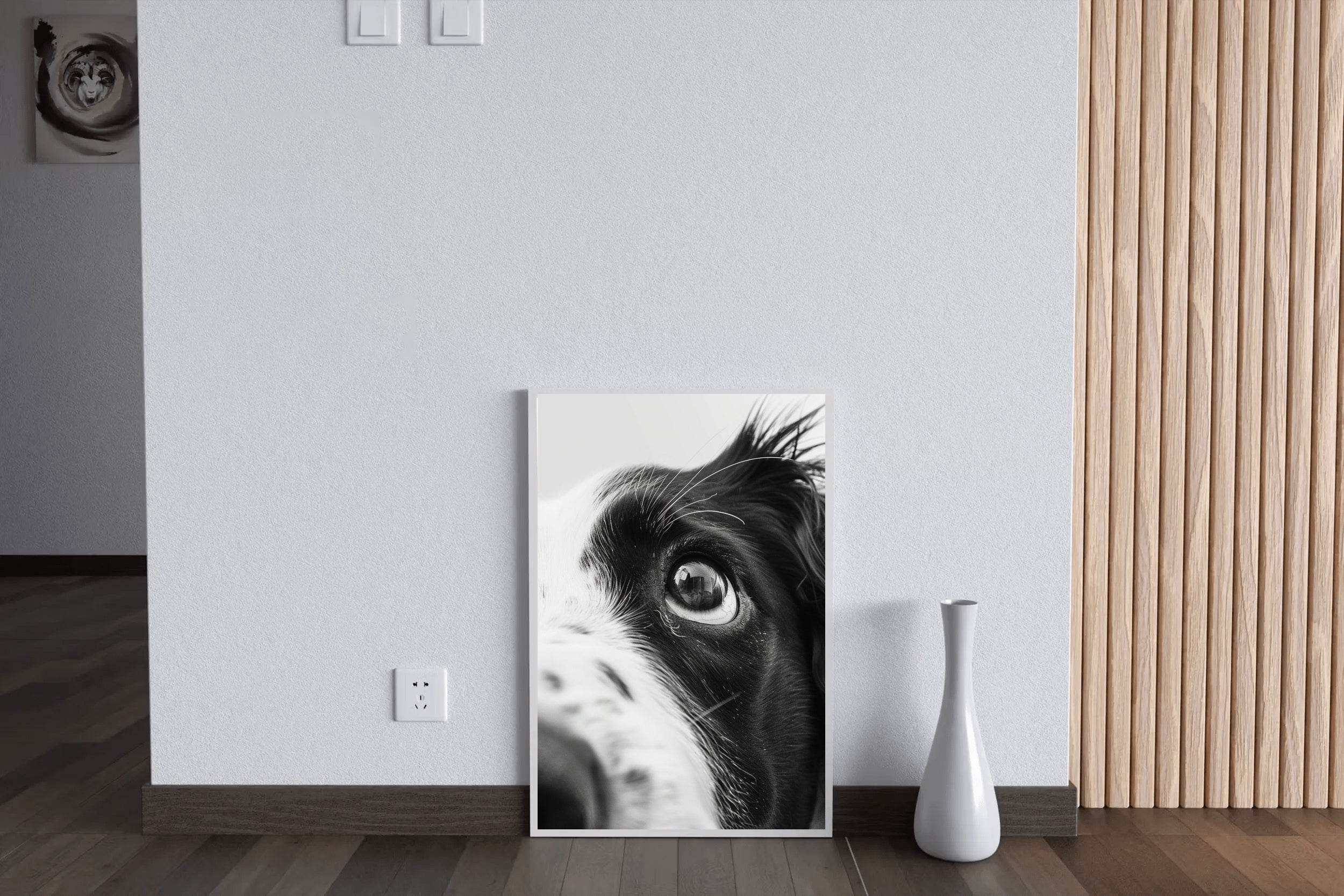 Border Collie Dog Black & White Wall Art - beink online art store