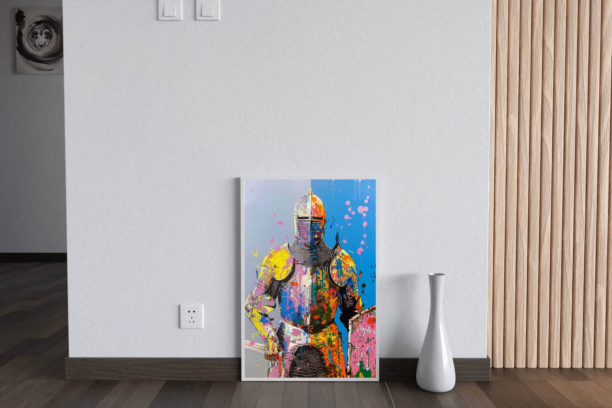 Knight in Vibrant Colors Graffiti Wall Art - beink online art store