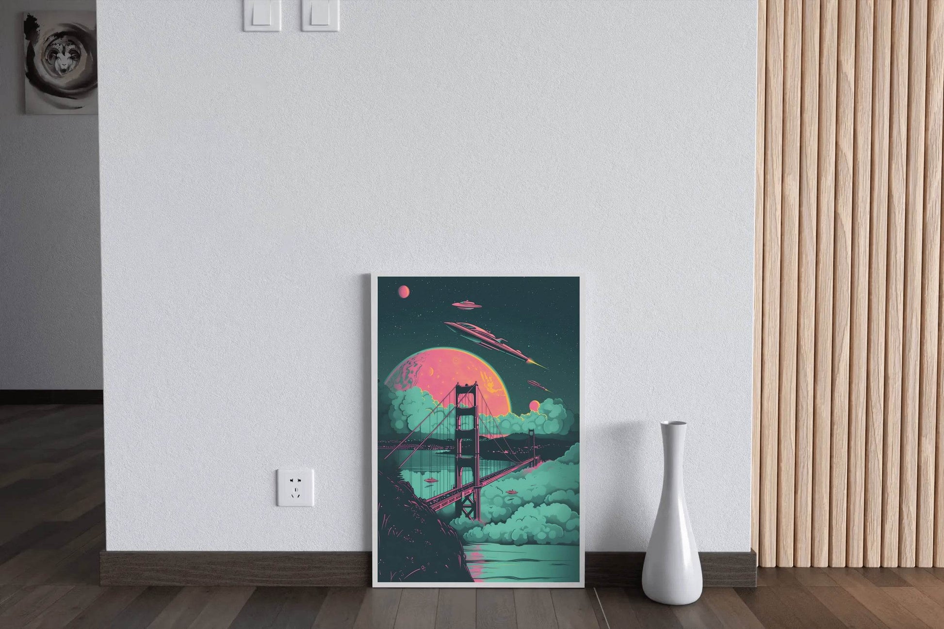Hanging Bridge Painting With Space Background Wall Art - beink online art store