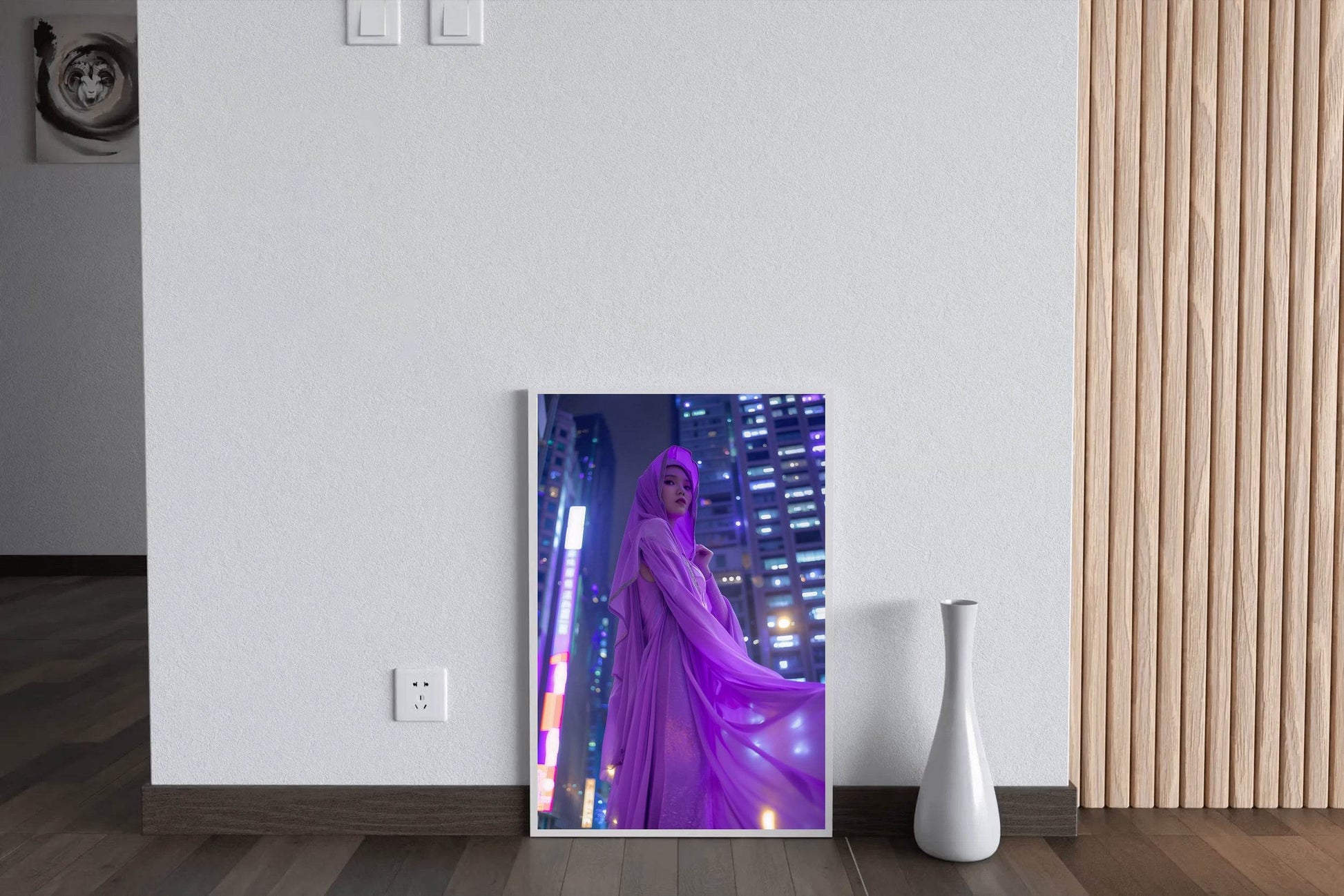 Purple Women Silk Dress Wall Art - beink online art store