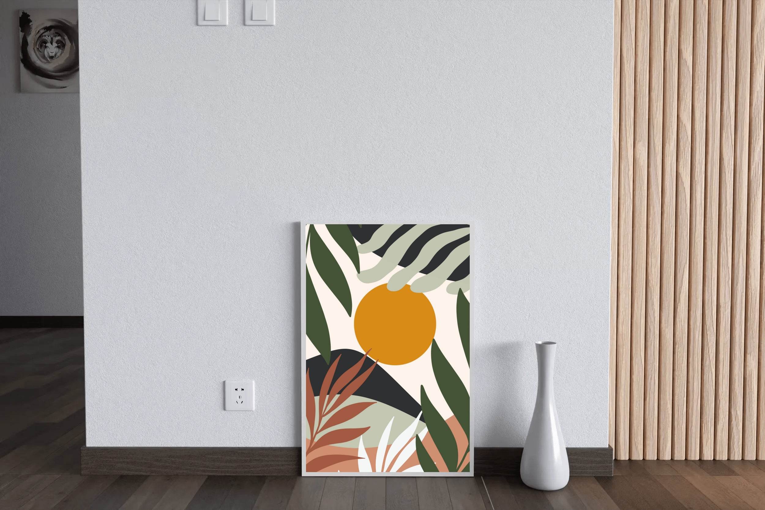 Minimalist leaves With Background ArtWork - beink online art store