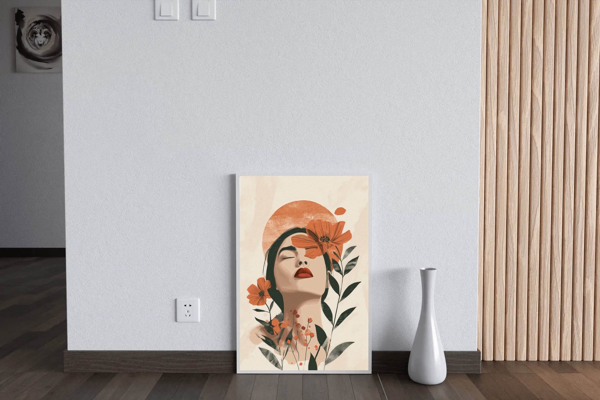 Digital Illustration of a Woman's Face With Flowers - beink online art store