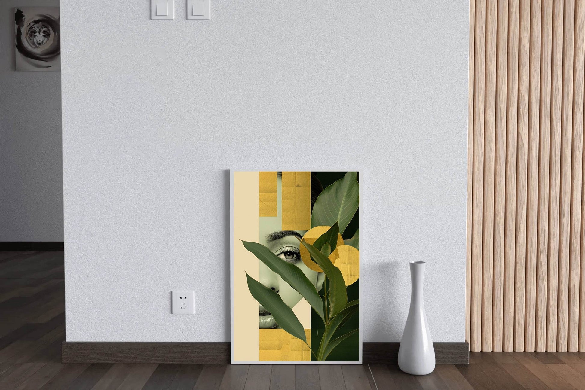 Girl Behind Tropical Leaves Abstract Wall Art - beink online art store