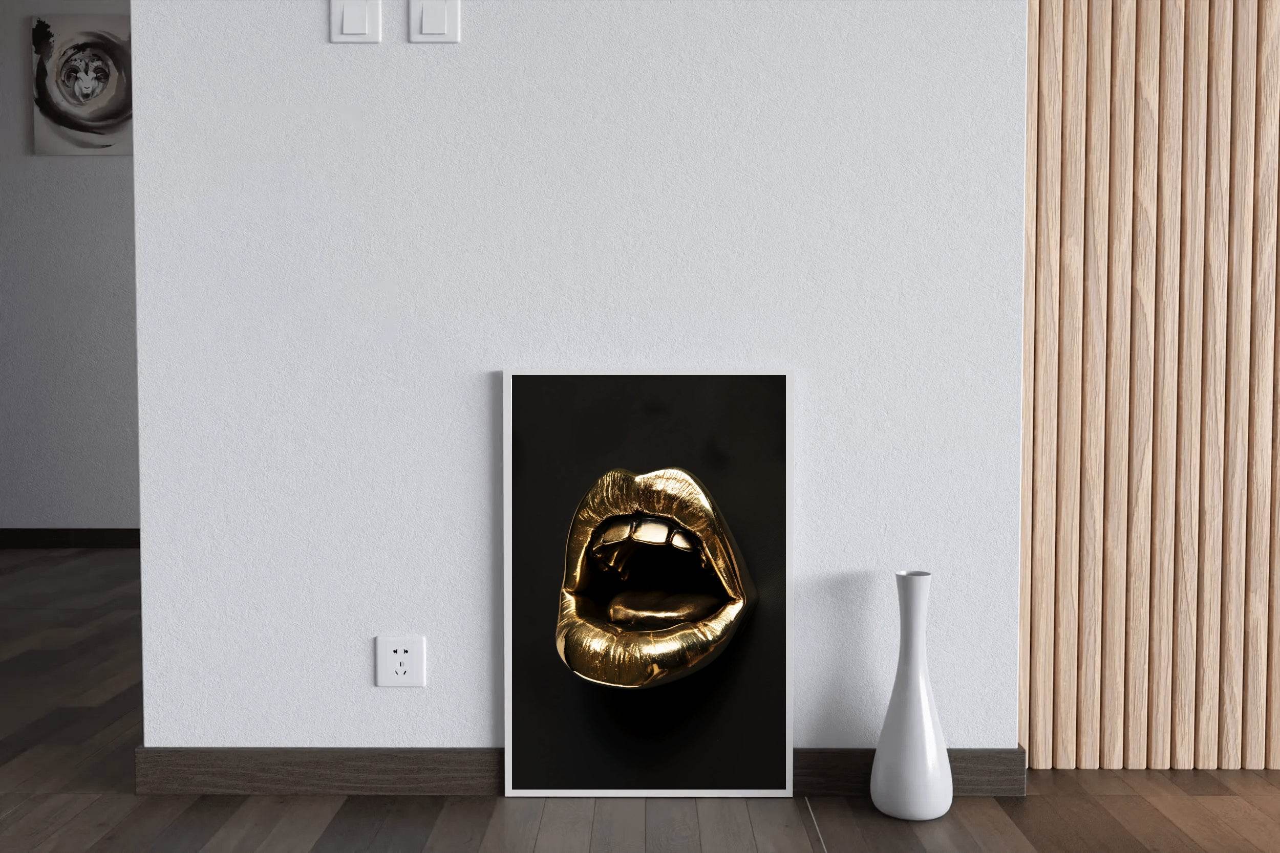 Golden Metallic Mouth Modern Wall Art - beink online art store